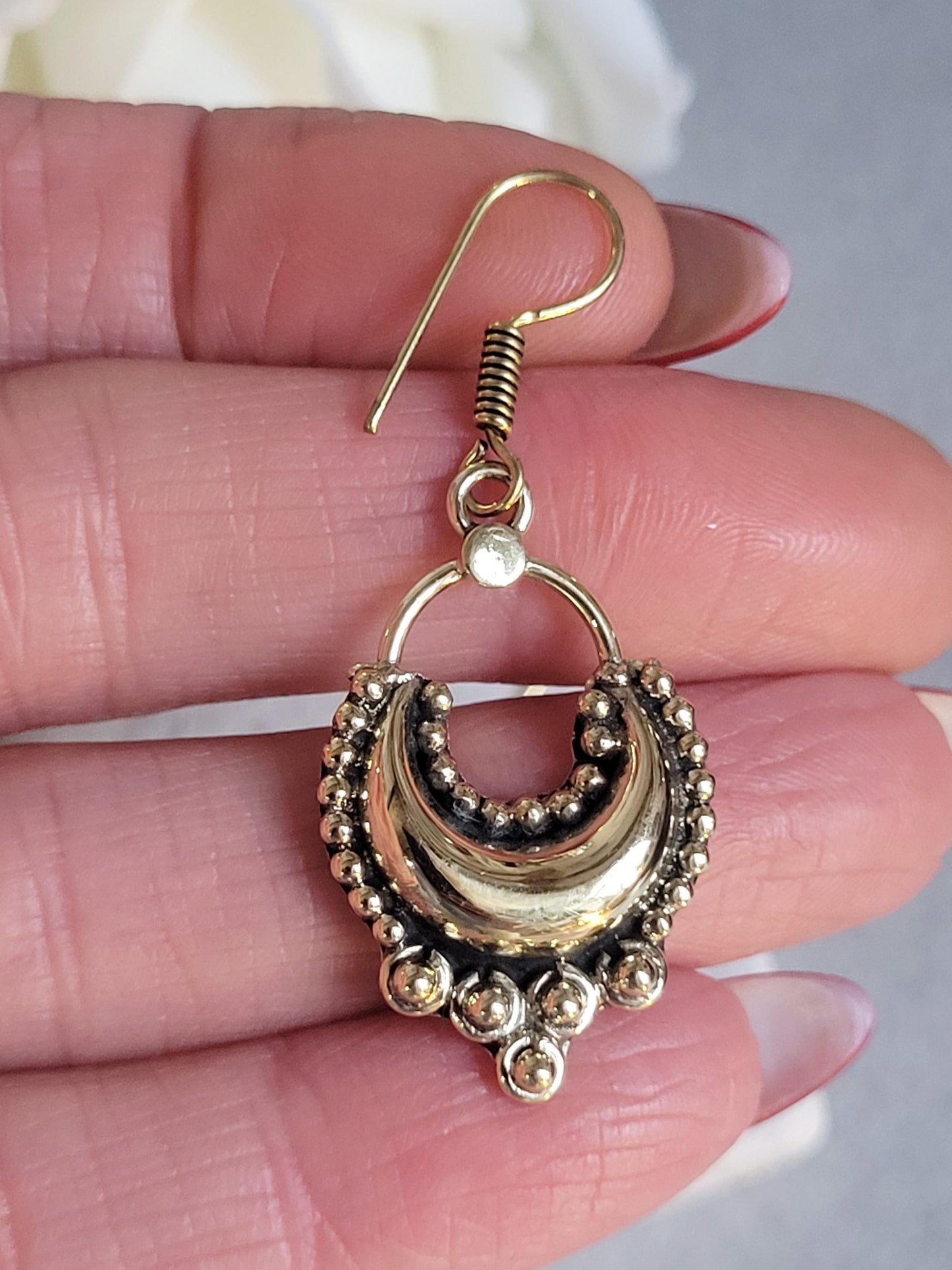 Dangle brass golden Earrings / Gift for her
