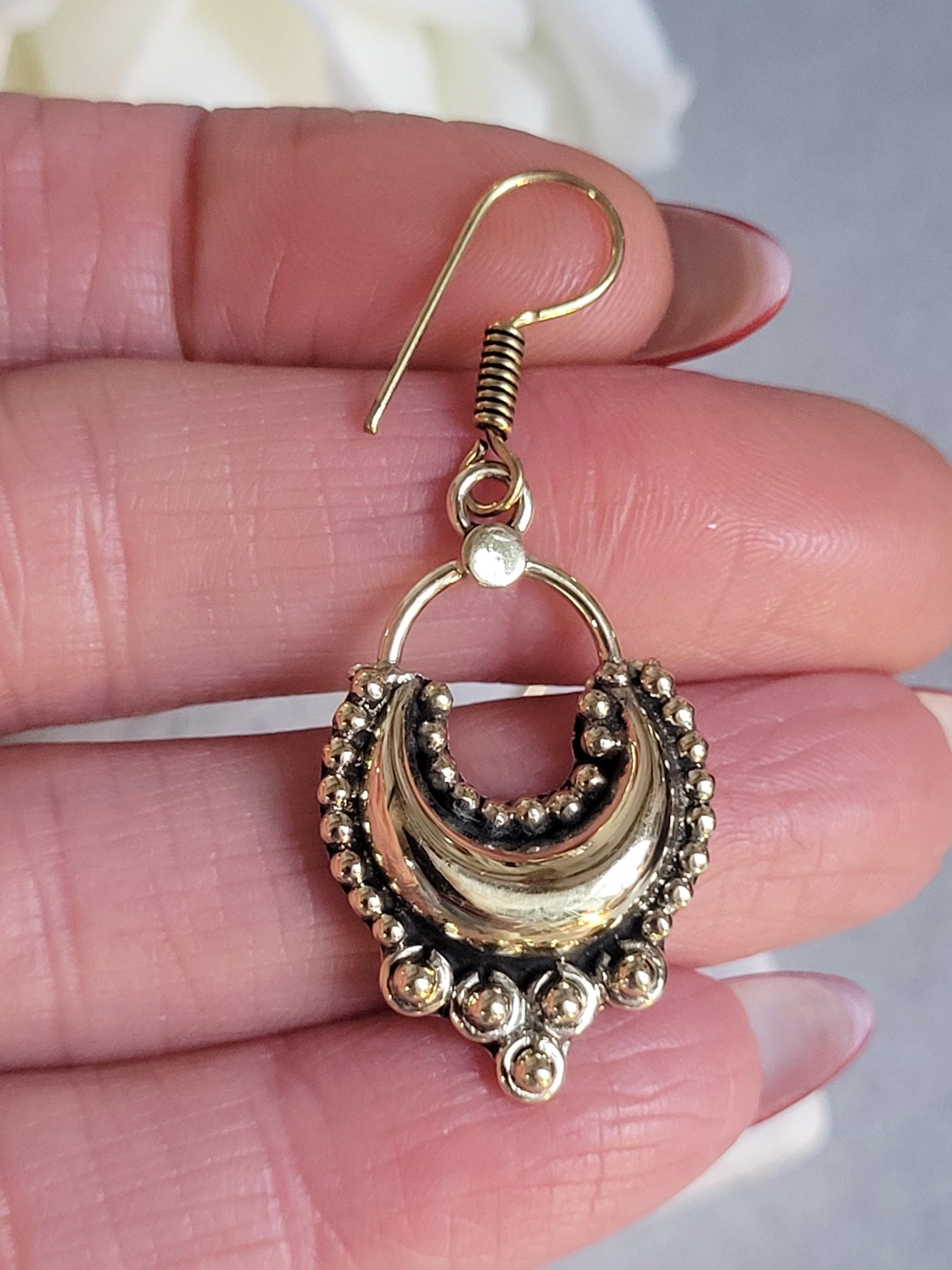 Dangle brass golden Earrings / Gift for her