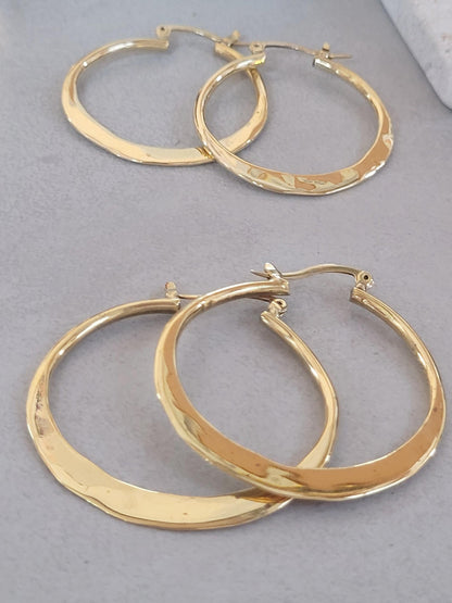 Brass hammered hoops / Hoop earrings / Small hoops / Large hoops / Unique / Free shipping
