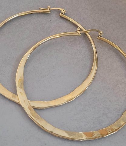 Brass hammered hoops / Hoop earrings / Small hoops / Large hoops / Unique / Free shipping
