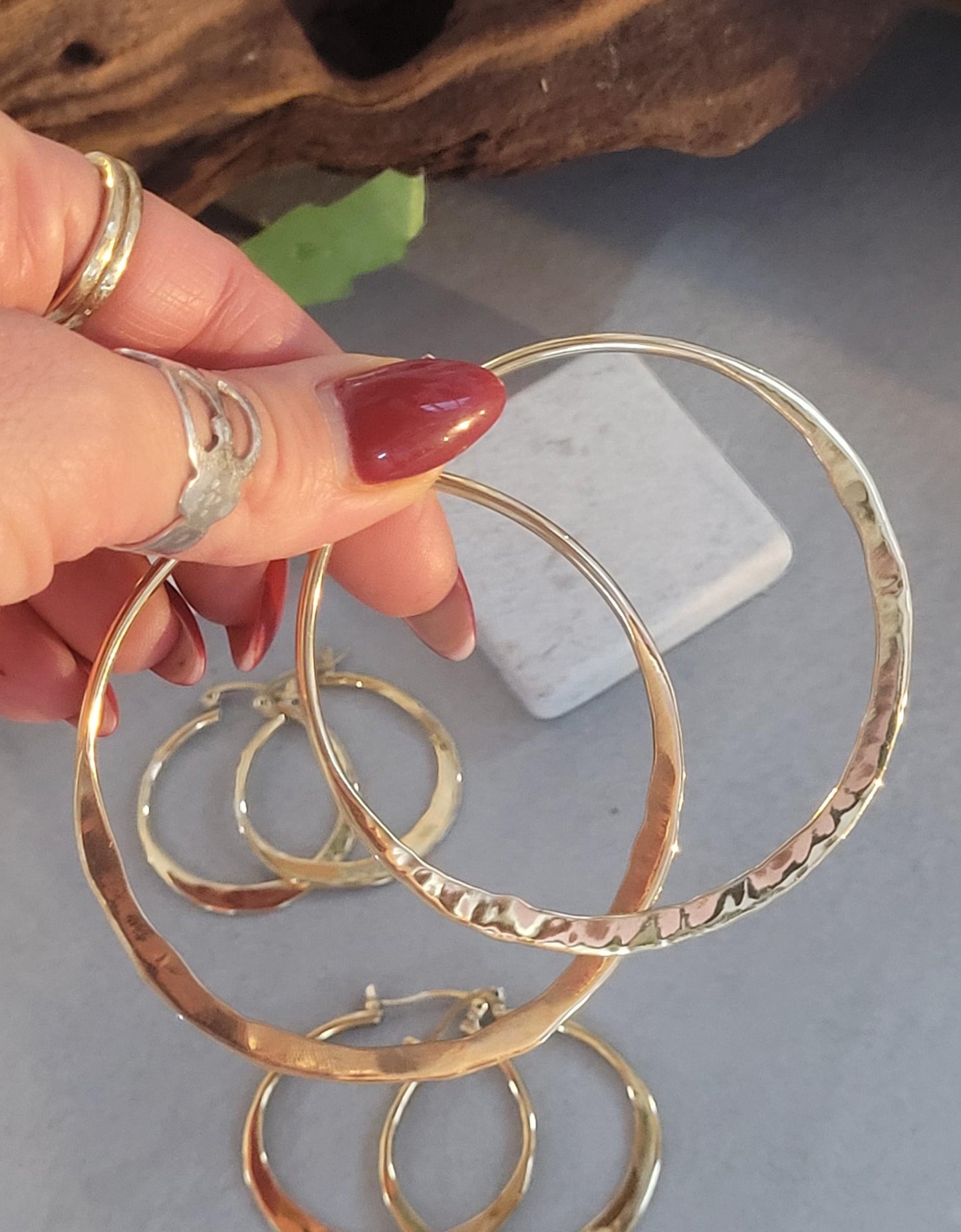 Brass hammered hoops / Hoop earrings / Small hoops / Large hoops / Unique / Free shipping