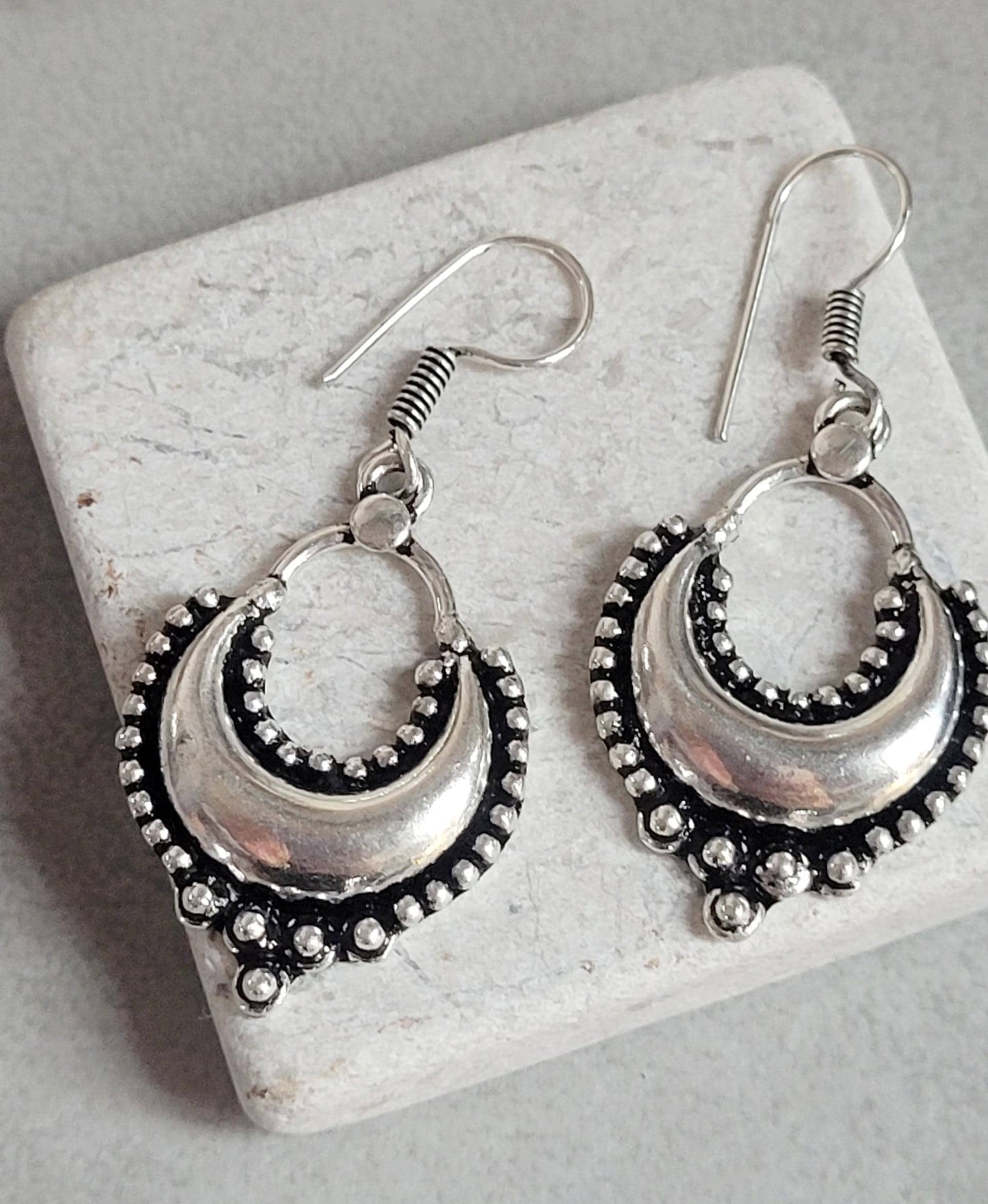 Dangle silver earrings / Bohemian gift for her / Silver plated earrings