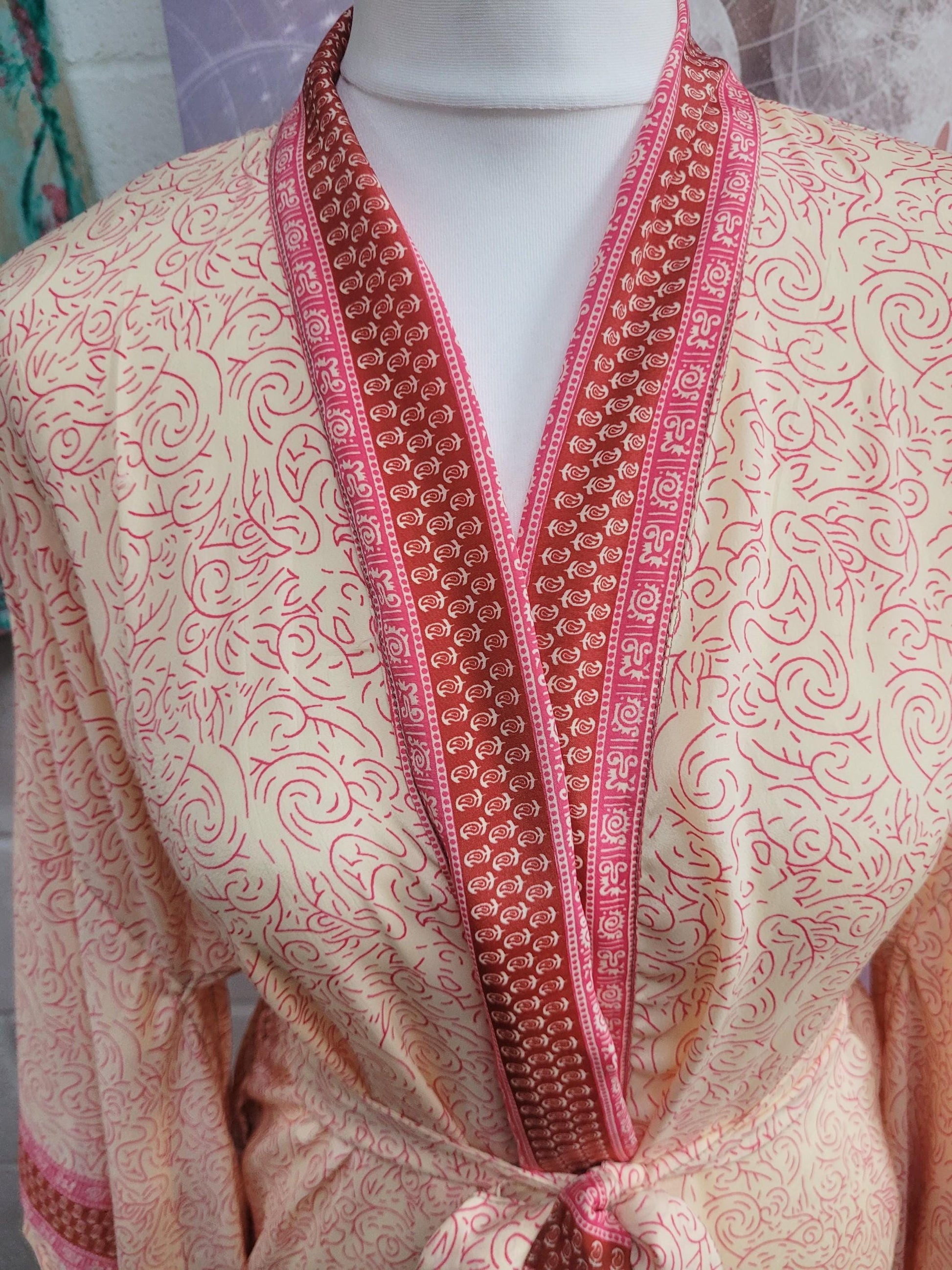 Handmade Bamboo Silk Kimono Robe: Bohemian Bridal Gift