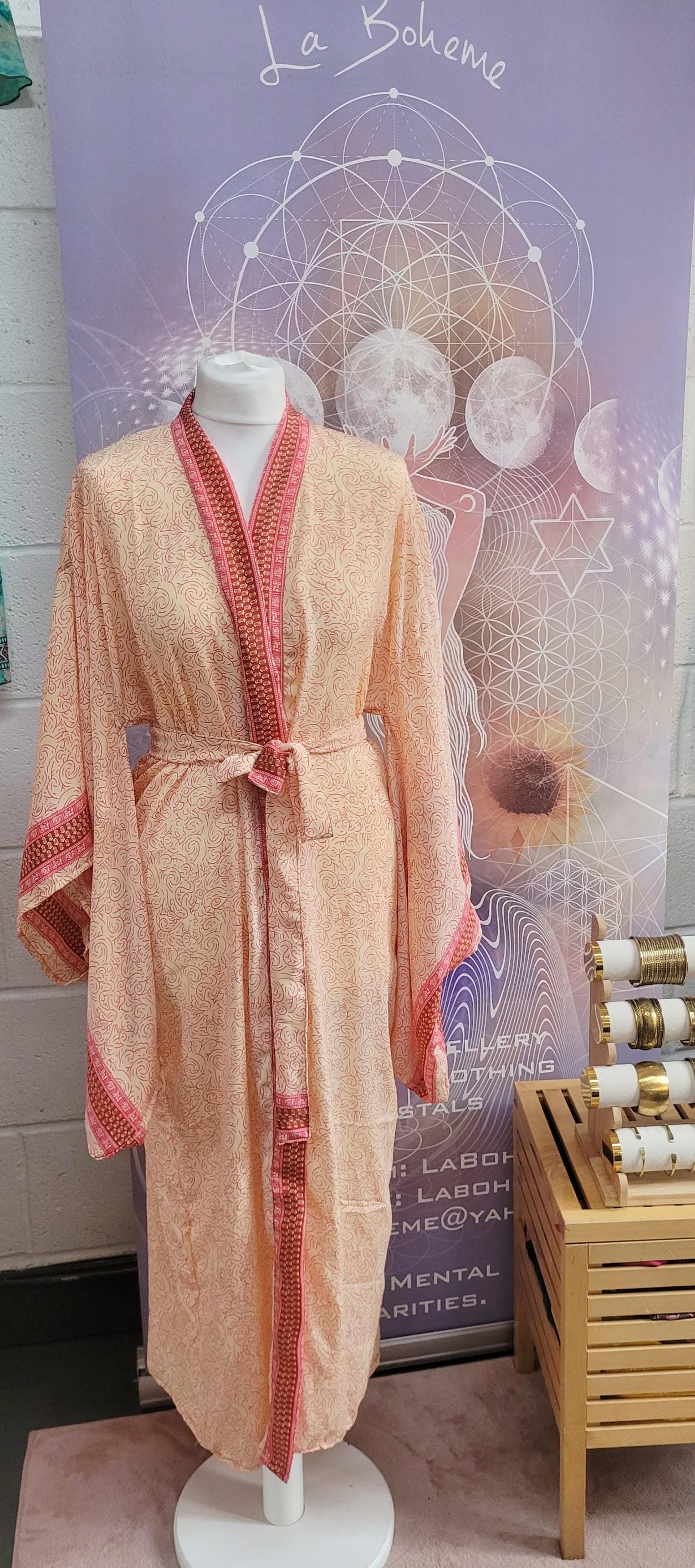 Handmade Bamboo Silk Kimono Robe: Bohemian Bridal Gift