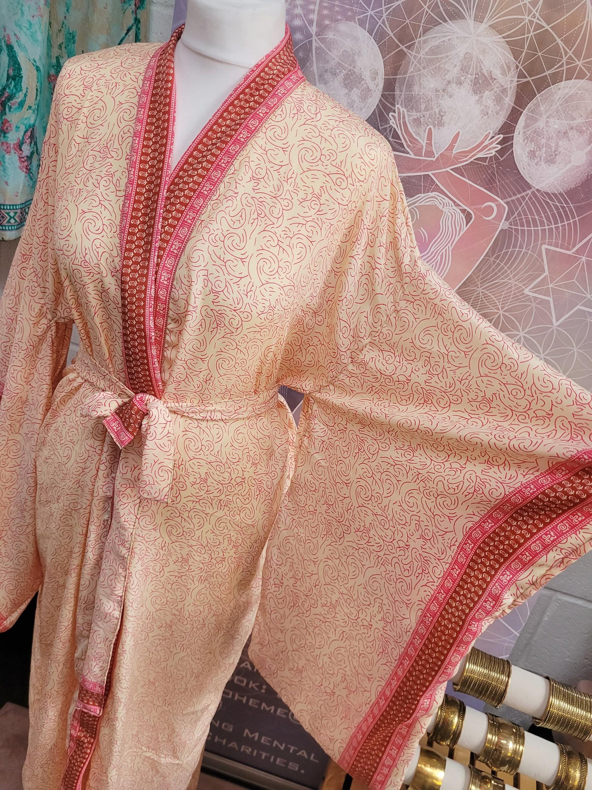 Handmade Bamboo Silk Kimono Robe: Bohemian Bridal Gift