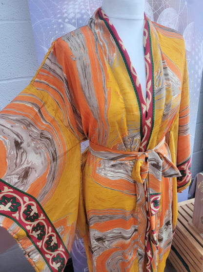 Handmade Bamboo Silk Kimono Robe: Bohemian Bridal Gift / Christmas boxed gift