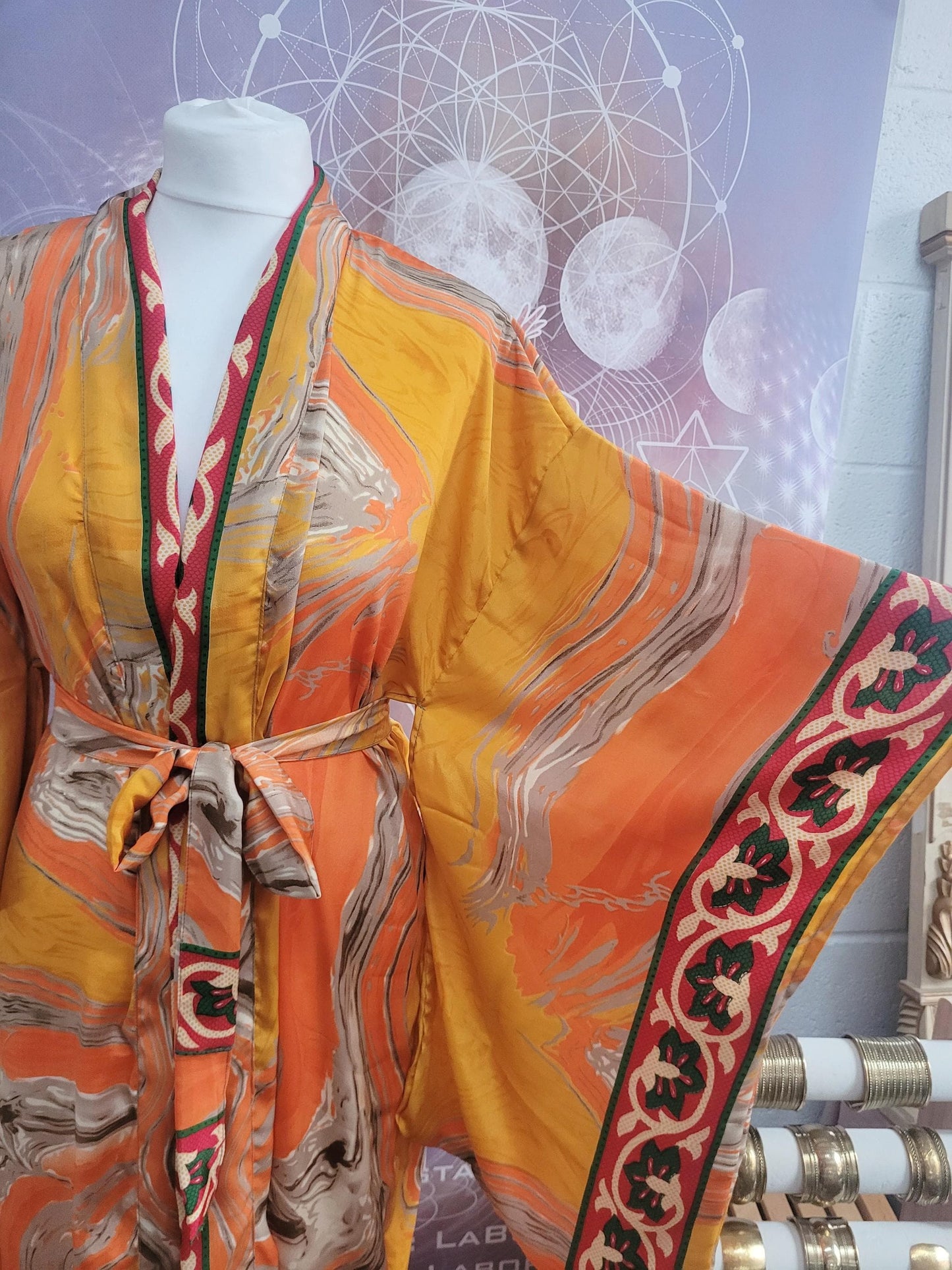 Handmade Bamboo Silk Kimono Robe: Bohemian Bridal Gift / Christmas boxed gift