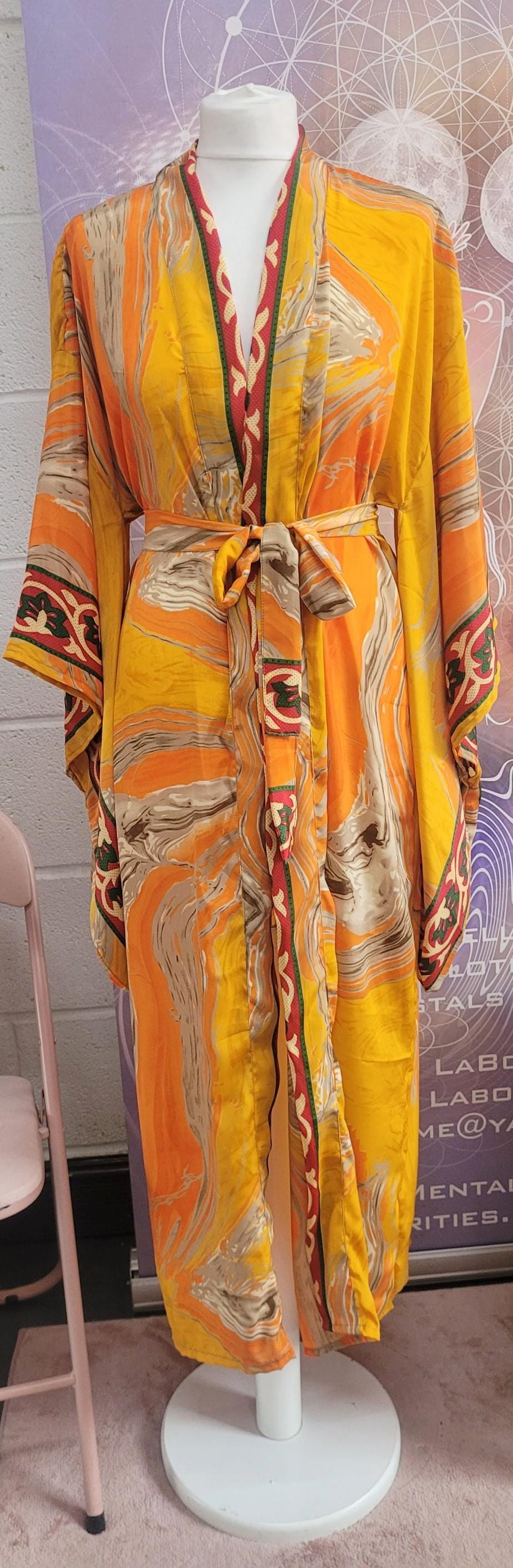 Handmade Bamboo Silk Kimono Robe: Bohemian Bridal Gift / Christmas boxed gift