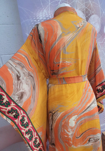 Handmade Bamboo Silk Kimono Robe: Bohemian Bridal Gift / Christmas boxed gift