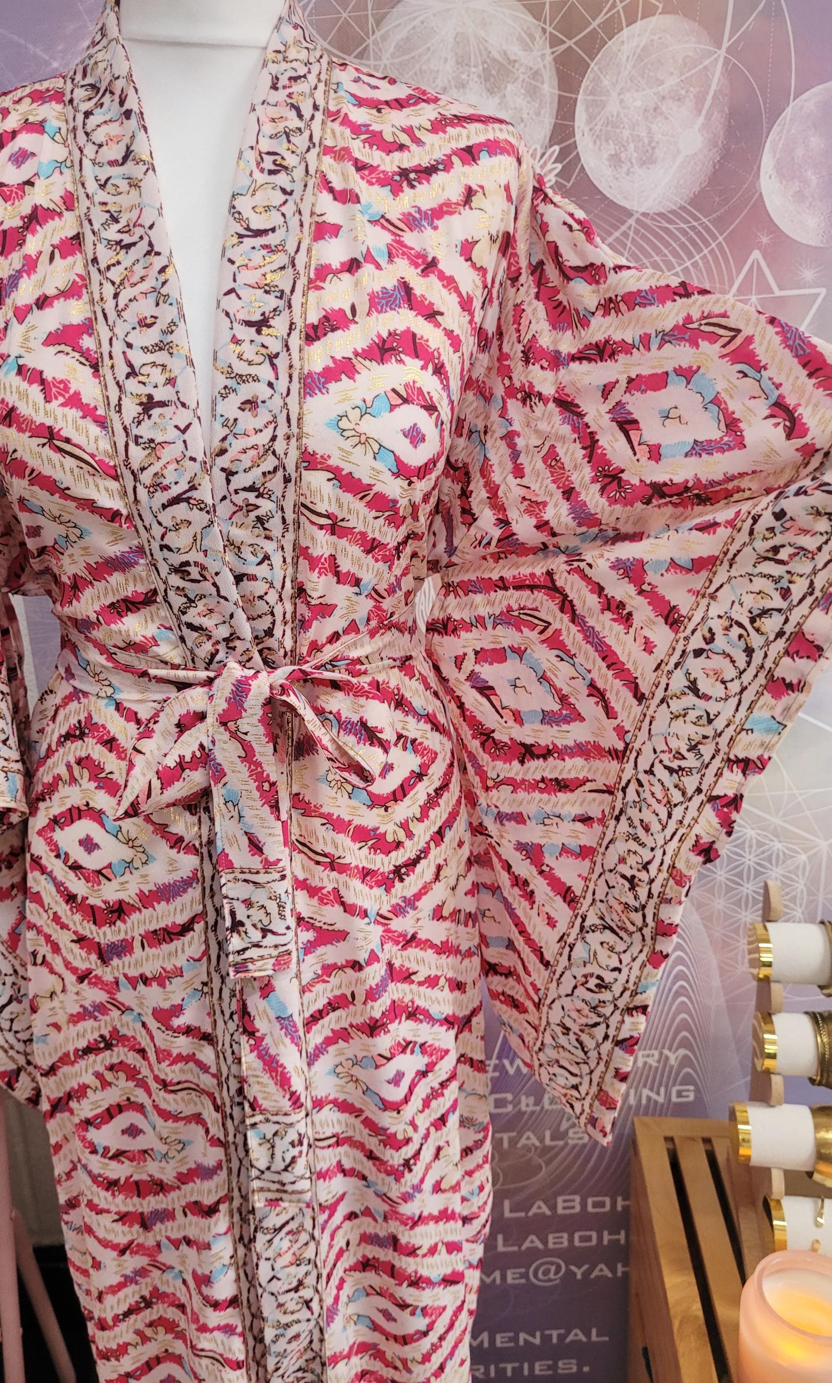 Handmade Bamboo Silk Kimono Robe: Bohemian Bridal Gift / Christmas boxed gift