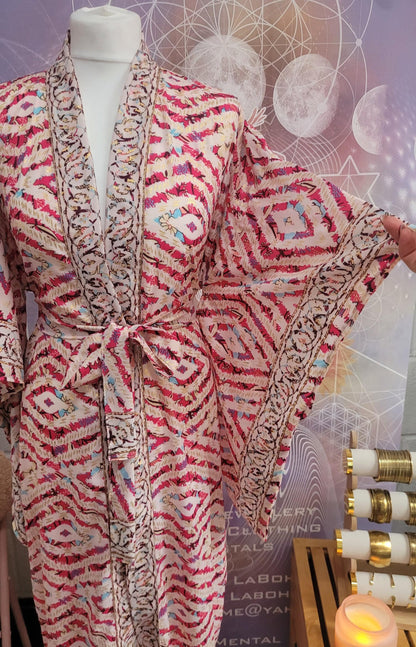Handmade Bamboo Silk Kimono Robe: Bohemian Bridal Gift / Christmas boxed gift