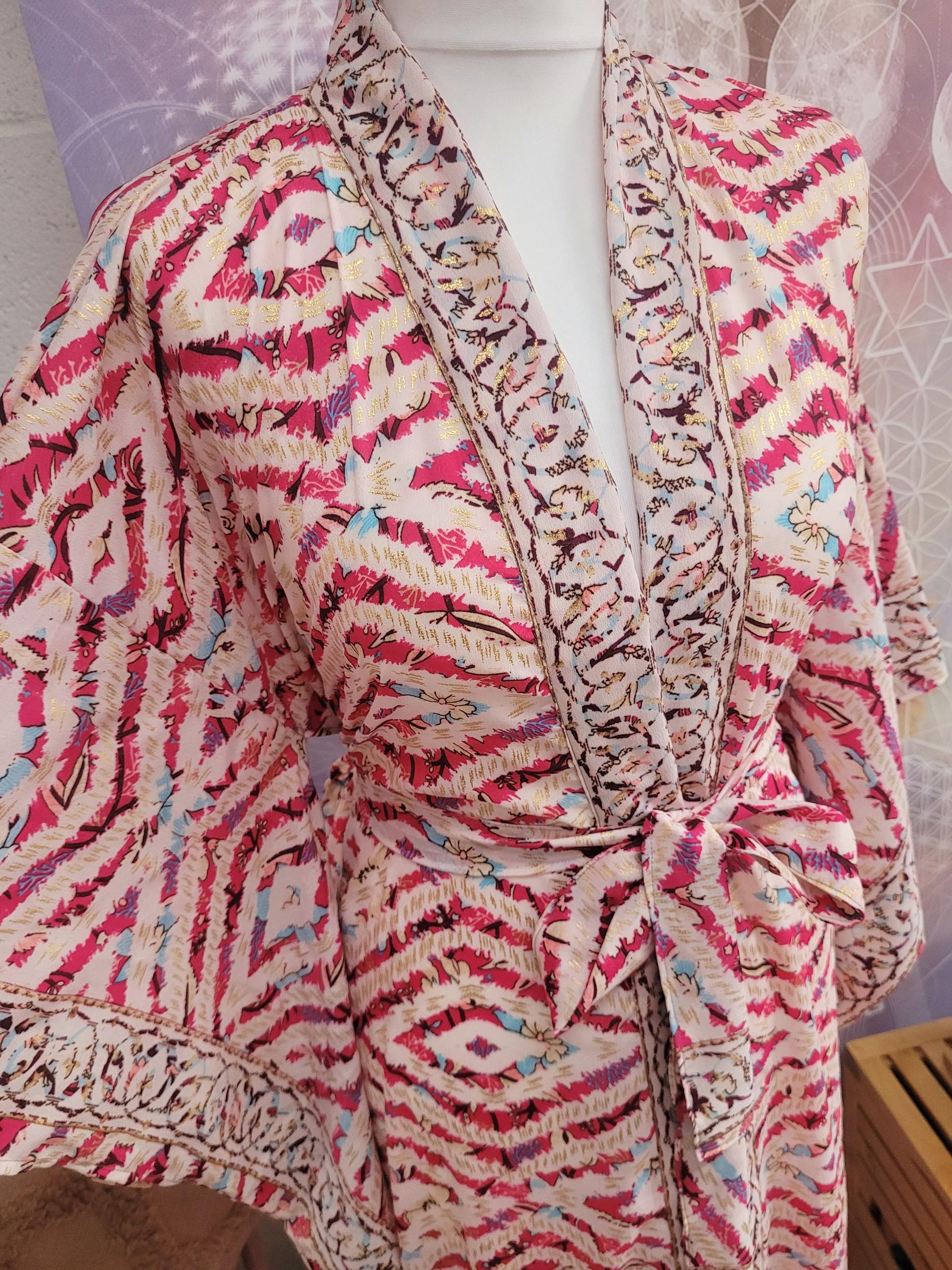 Handmade Bamboo Silk Kimono Robe: Bohemian Bridal Gift / Christmas boxed gift