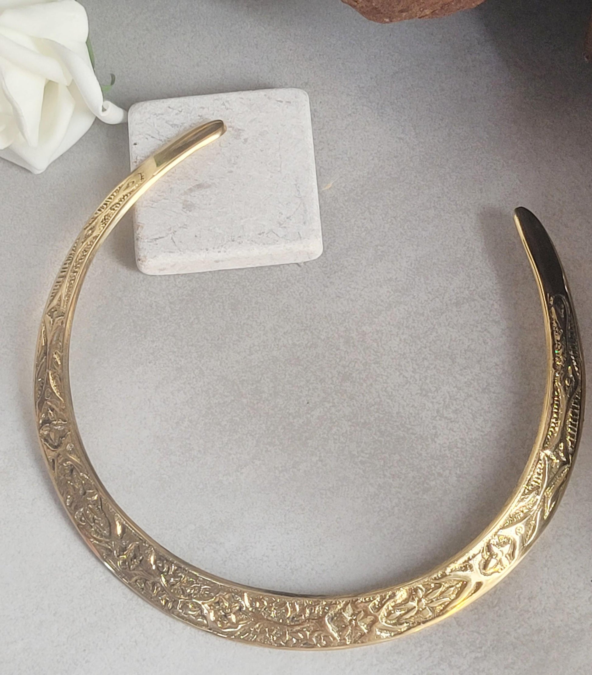 Brass choker necklace: Statement jewelry/ Gift for her