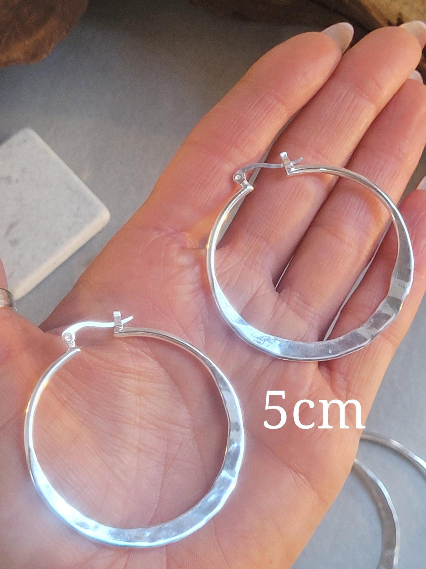 Silver hammered hoops / Hoop earrings / Small hoops / Large hoops / Unique / Free shipping