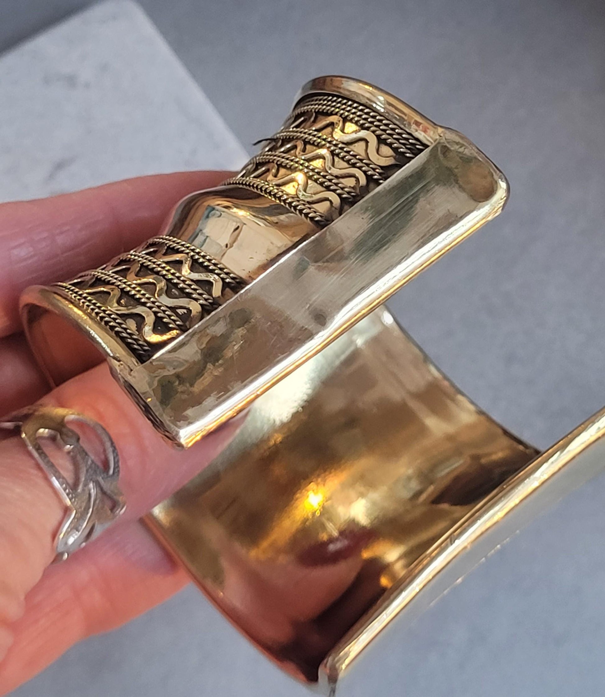 Brass Cuff Bracelet: Detailed boho ethnic style jewelry / Hypoallergenic jewelry/ Christmas gift