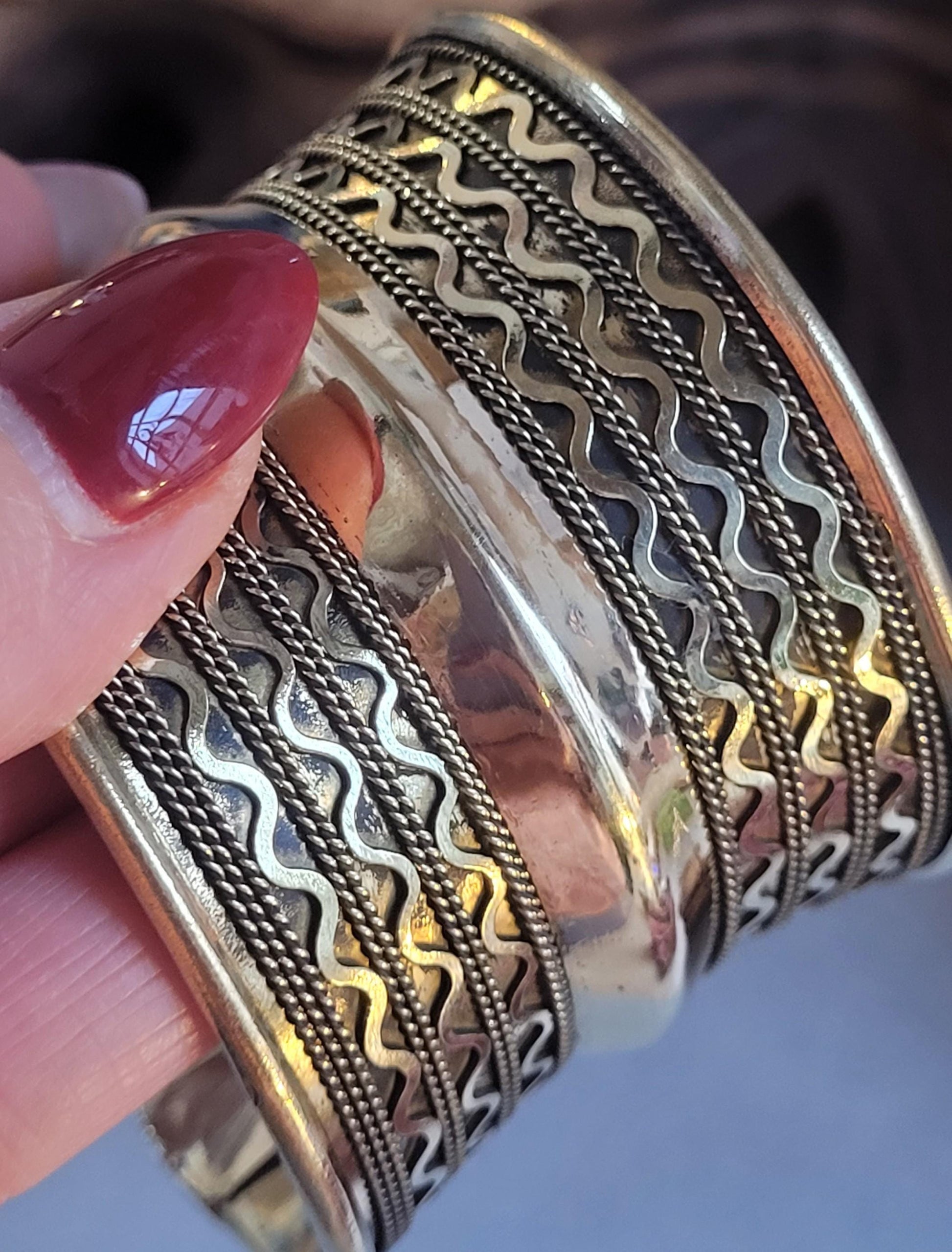 Brass Cuff Bracelet: Detailed boho ethnic style jewelry / Hypoallergenic jewelry/ Christmas gift