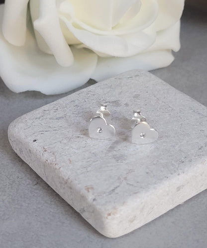 Sterling silver heart earrings / Cute gift for her