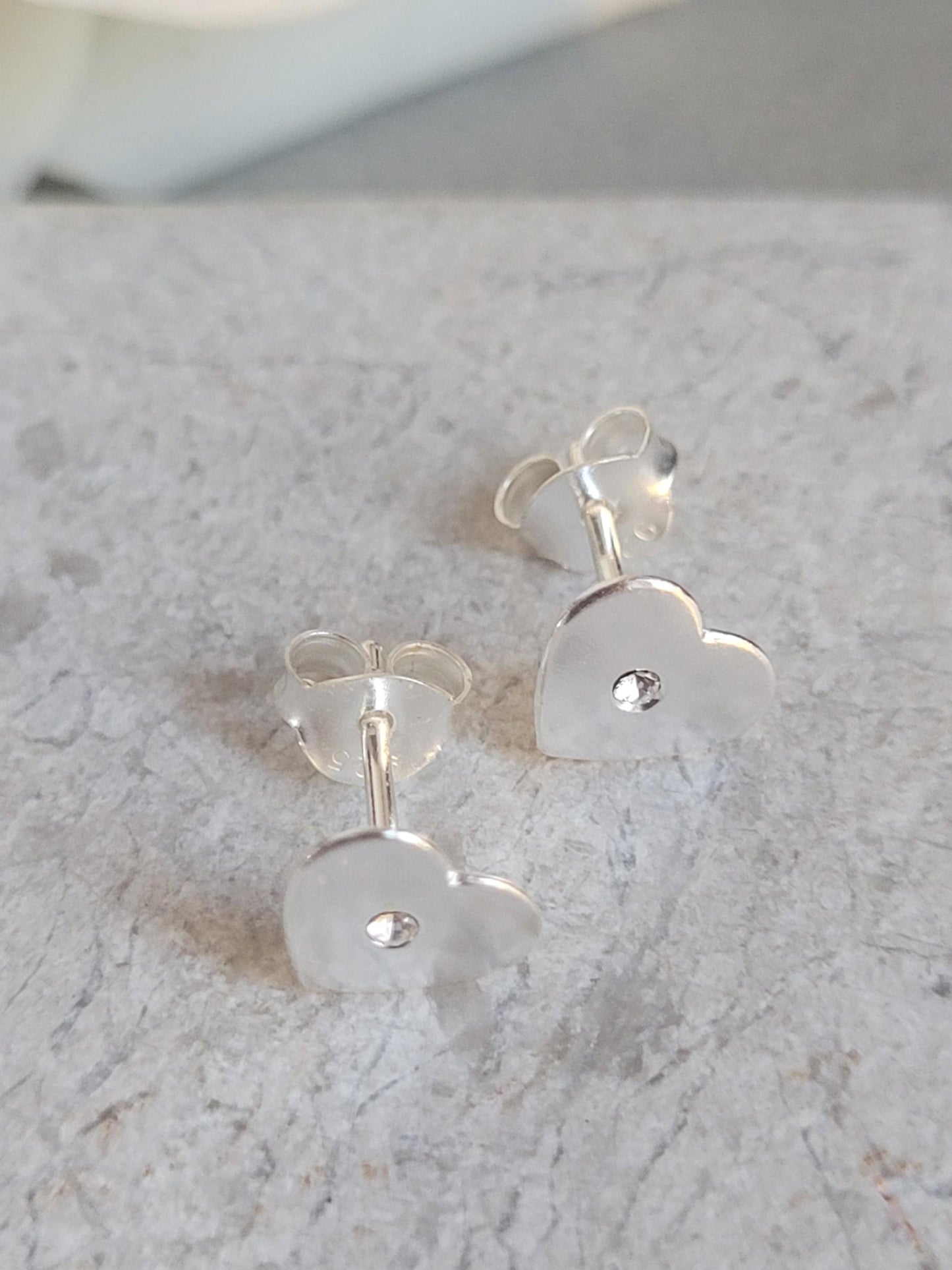 Sterling silver heart earrings / Cute gift for her