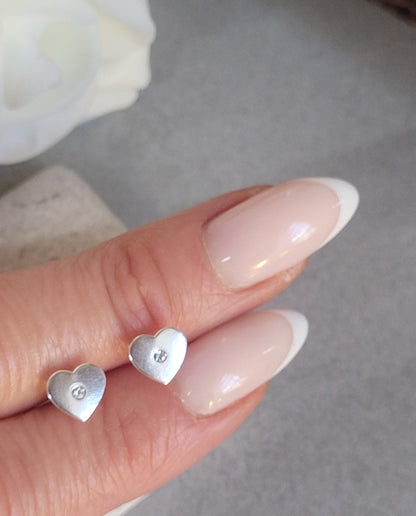 Sterling silver heart earrings / Cute gift for her