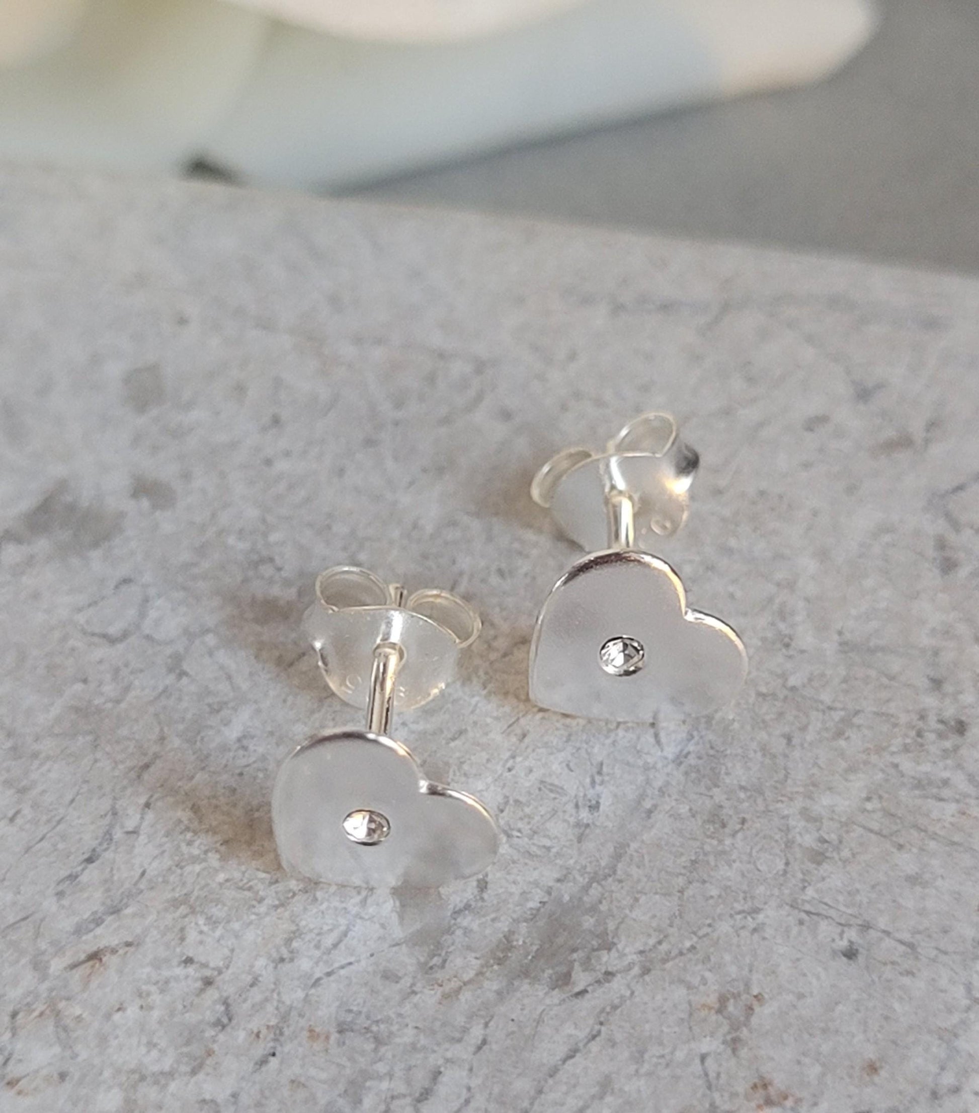 Sterling silver heart earrings / Cute gift for her