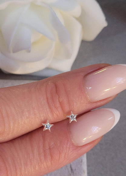Sterling silver star stud / Gift for her