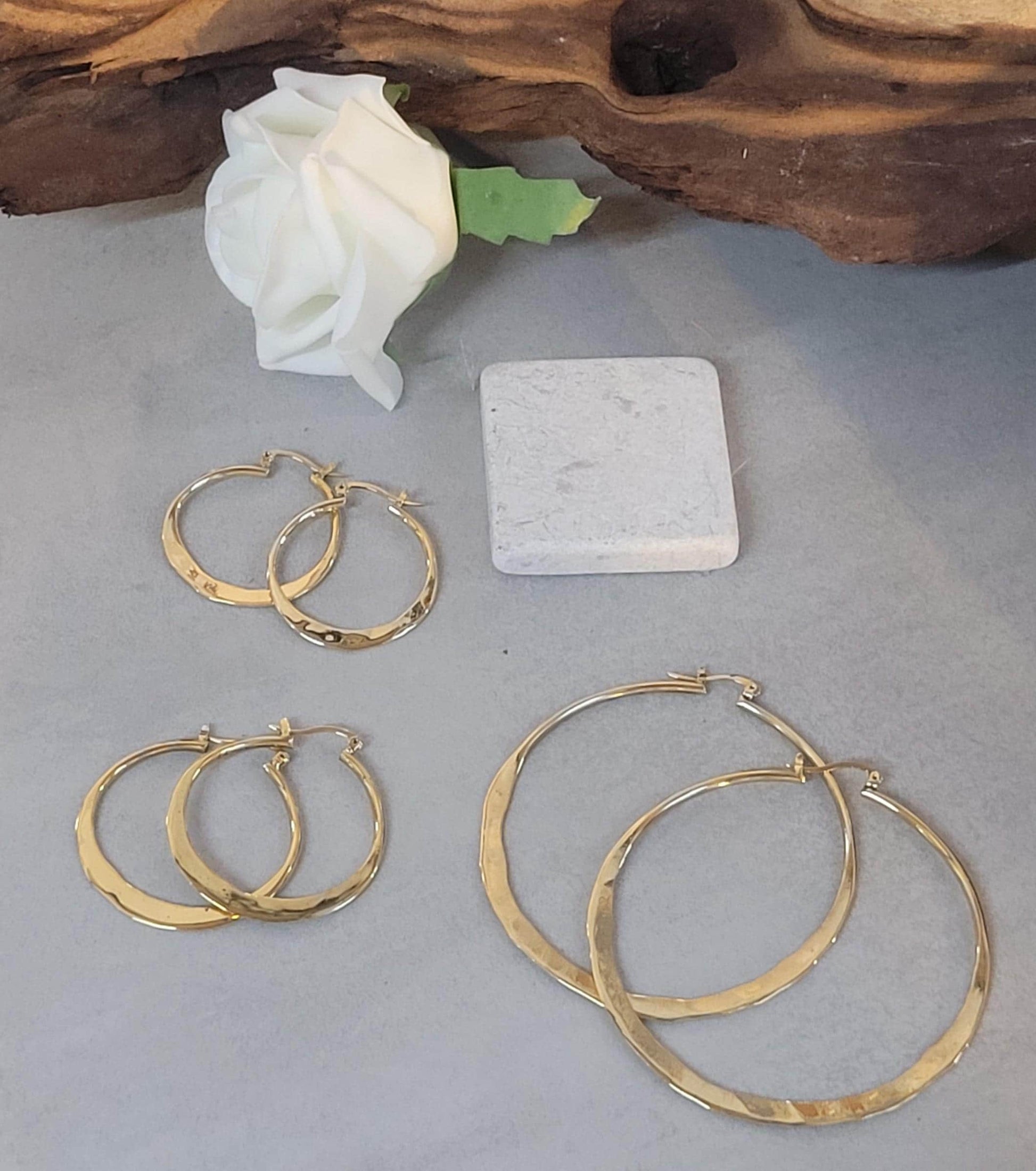 Brass hammered hoops / Hoop earrings / Small hoops / Large hoops / Unique / Free shipping