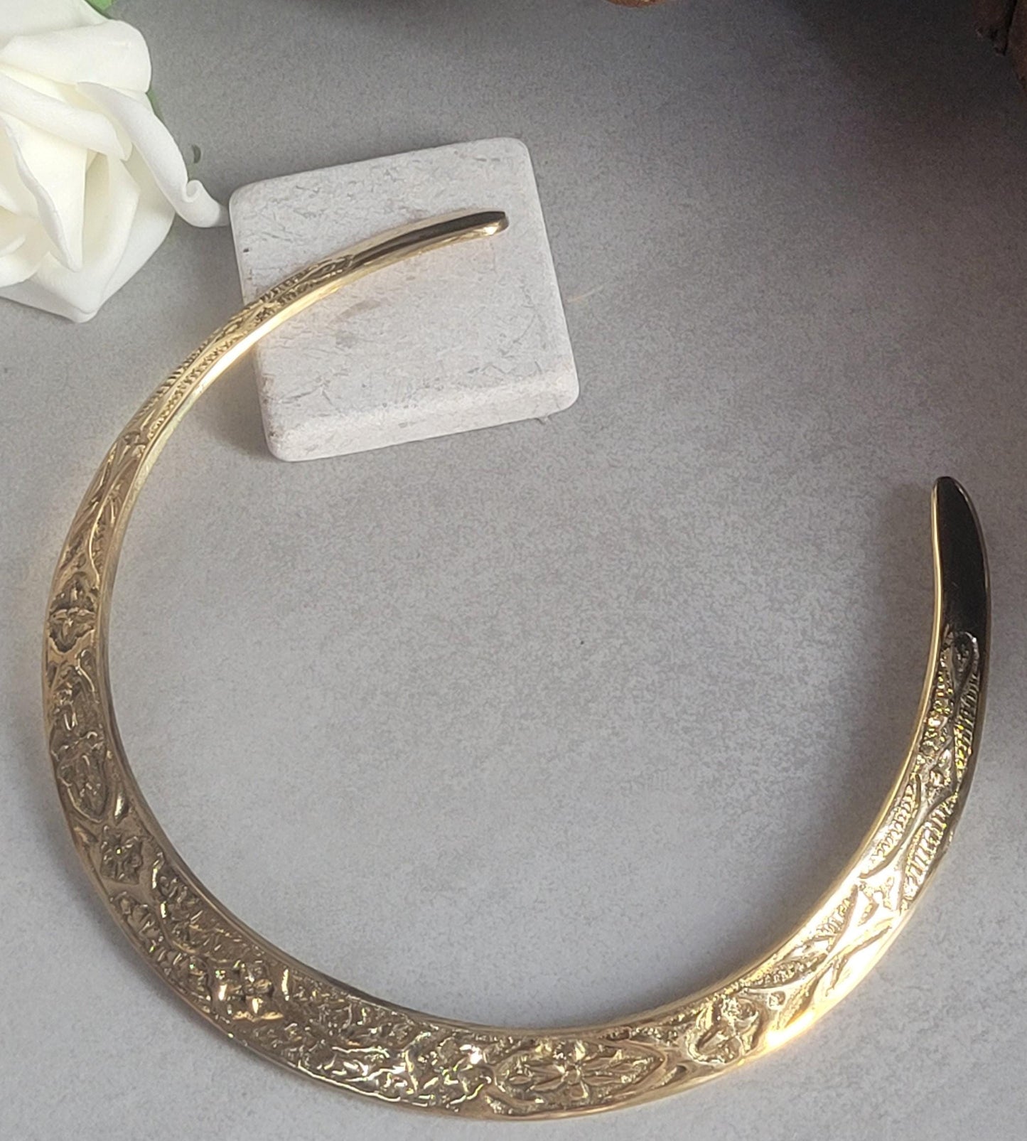 Brass choker necklace: Statement jewelry/ Gift for her