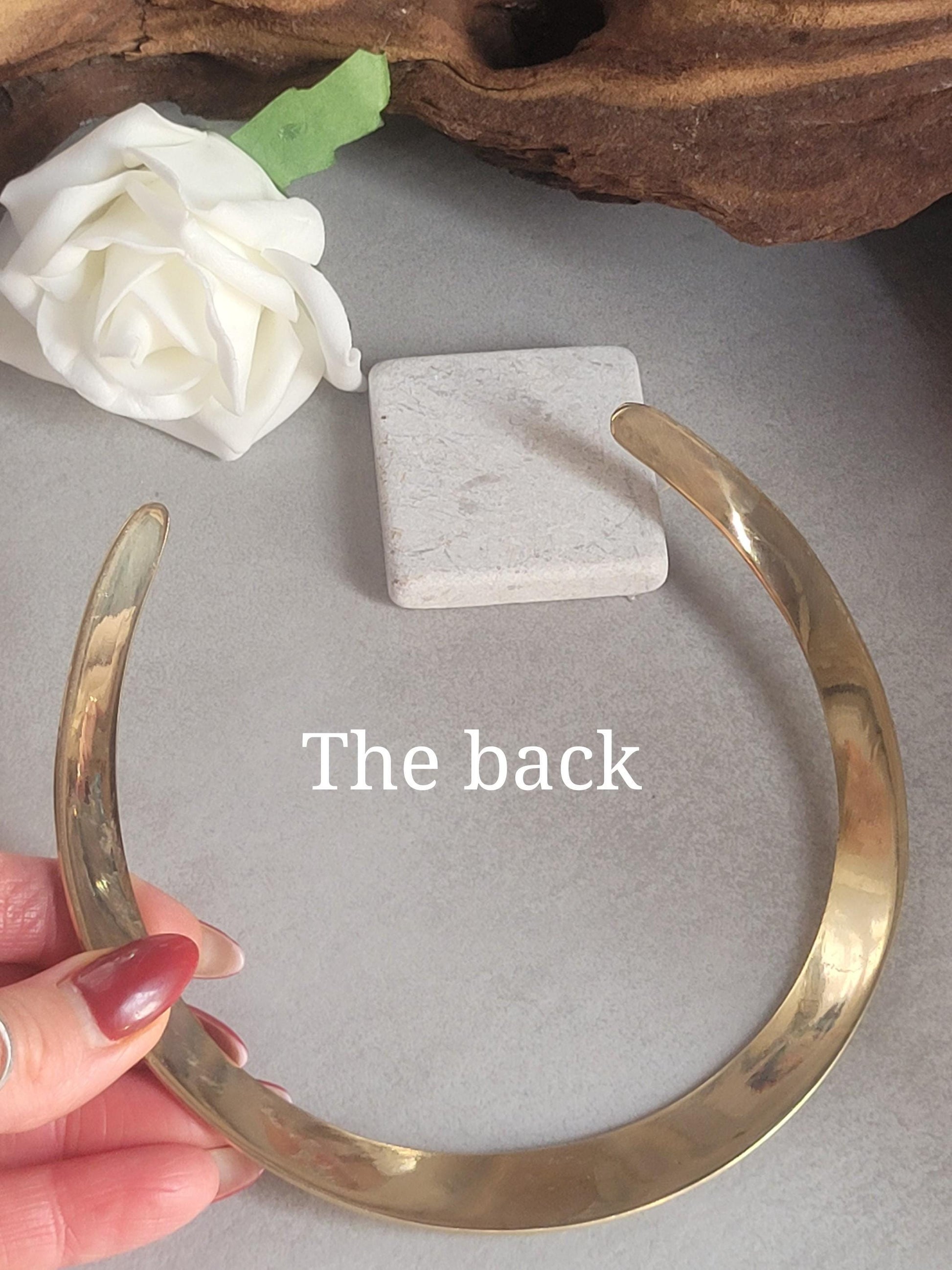 Brass choker necklace: Statement jewelry/ Gift for her