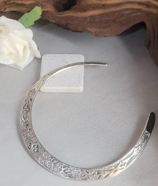 Floral Silver Plated Choker: Adjustable Tribal Boho Jewelry