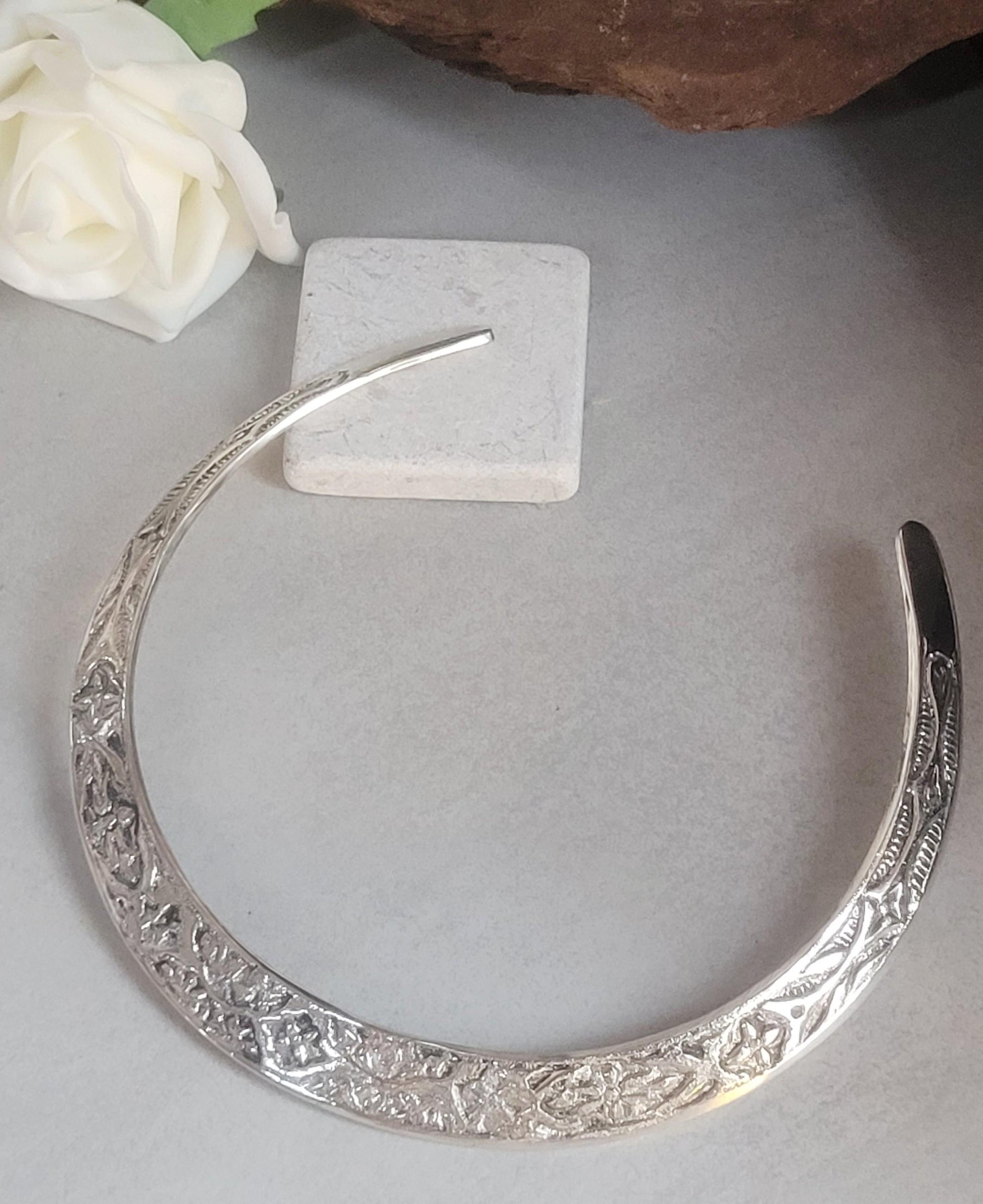 Floral Silver Plated Choker: Adjustable Tribal Boho Jewelry