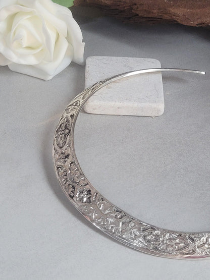 Floral Silver Plated Choker: Adjustable Tribal Boho Jewelry