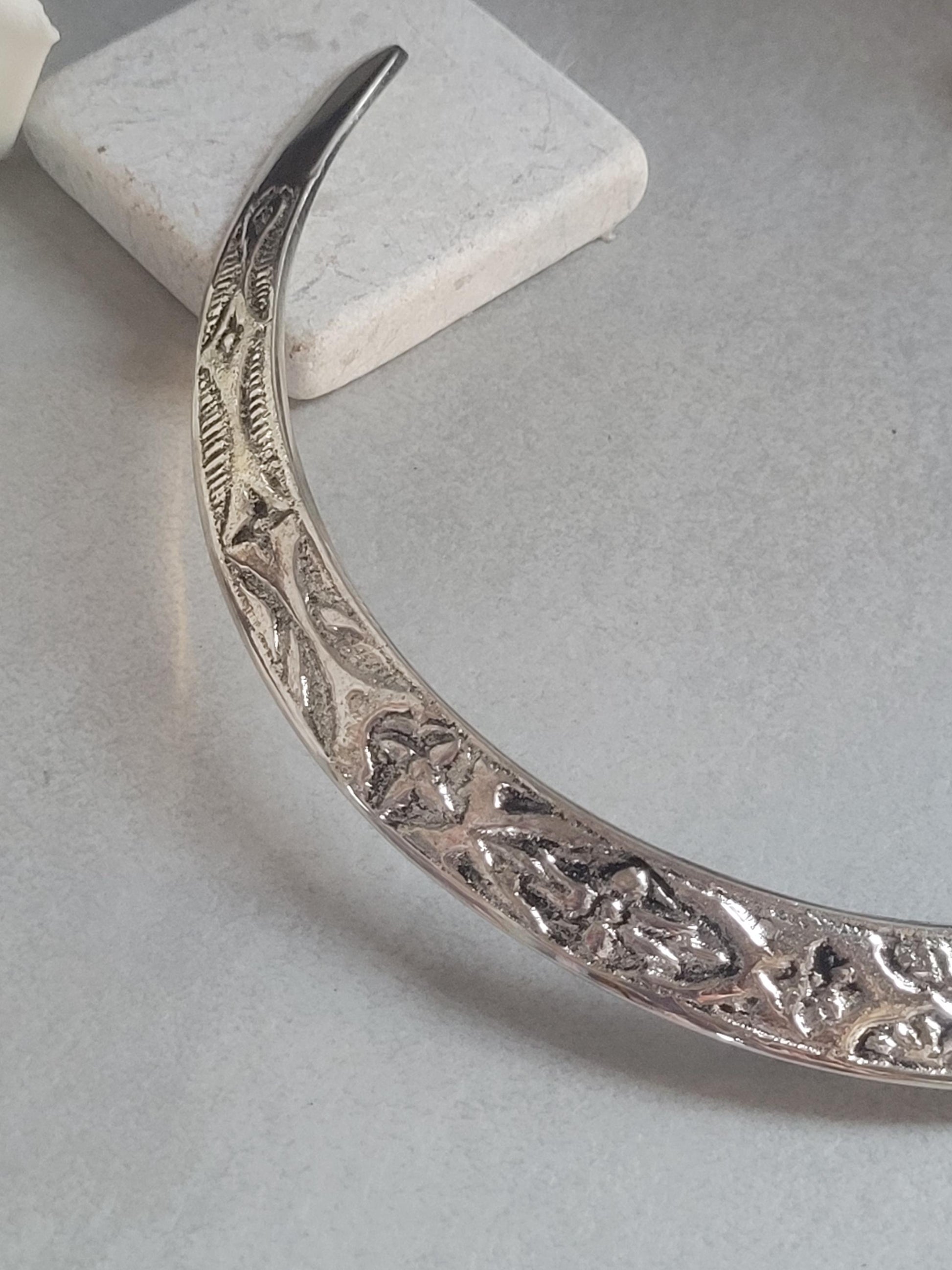 Floral Silver Plated Choker: Adjustable Tribal Boho Jewelry