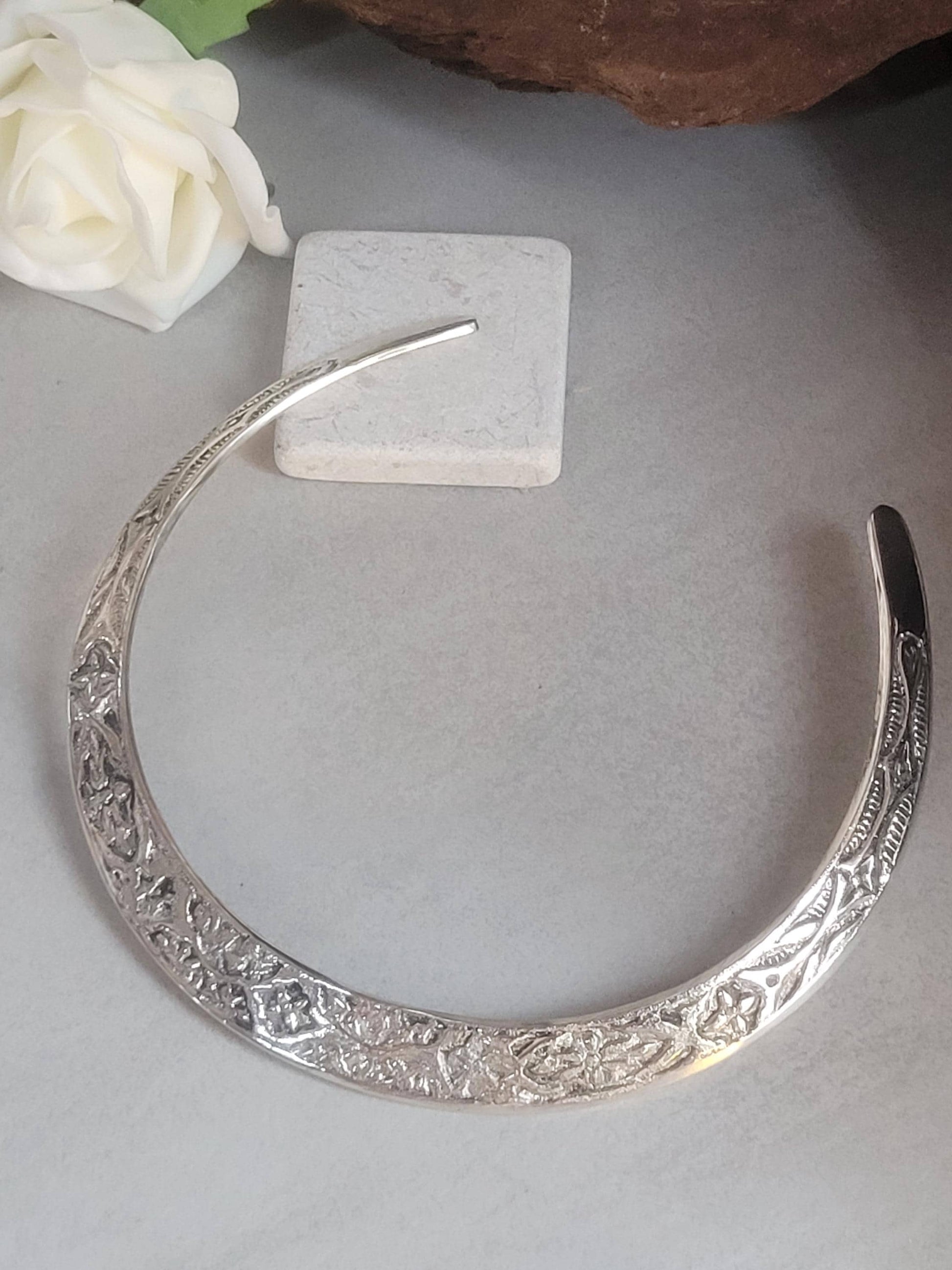 Floral Silver Plated Choker: Adjustable Tribal Boho Jewelry