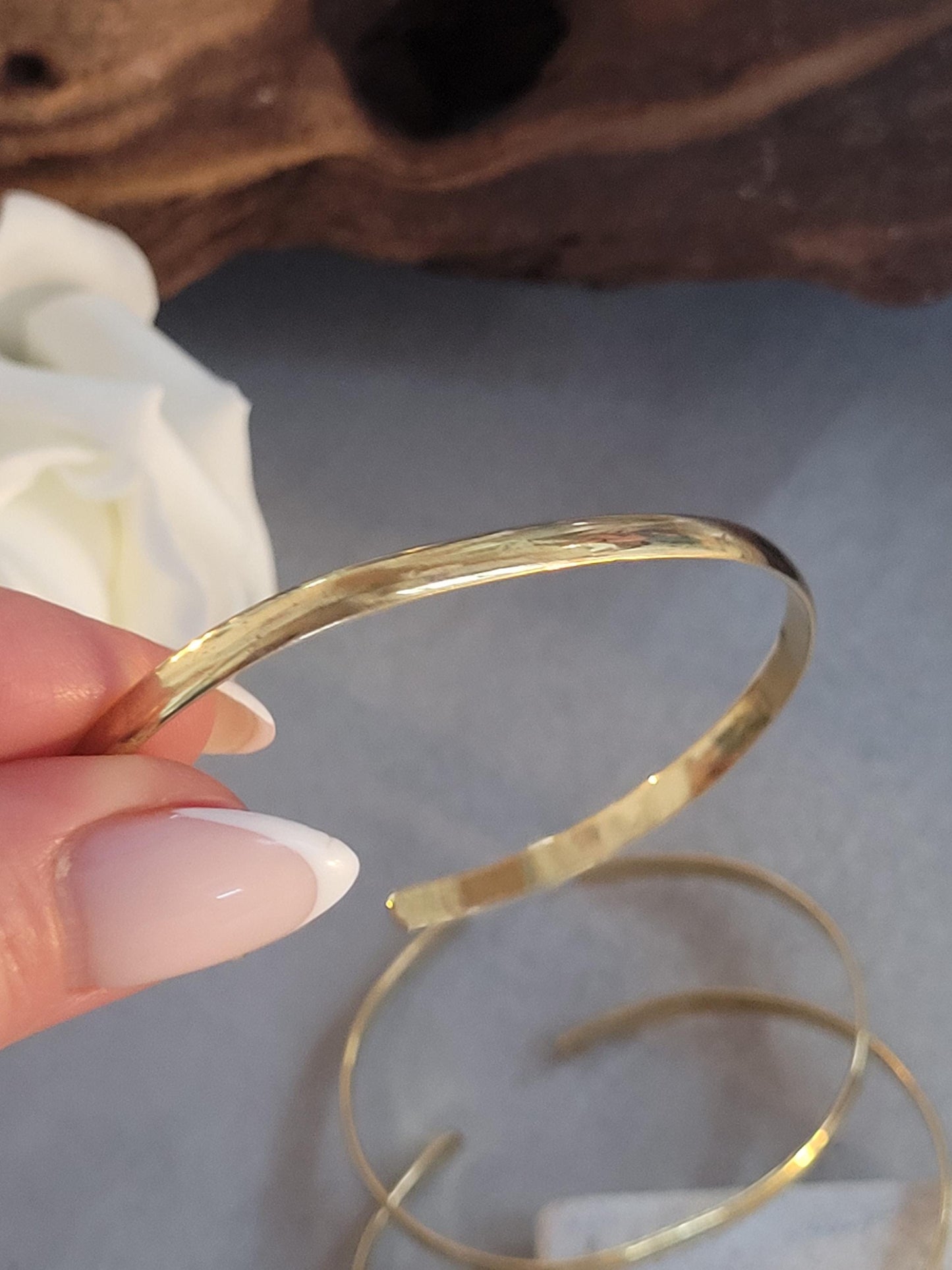 Simple brass bangles / Set of three bracelets