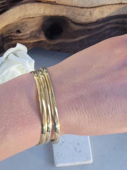 Simple brass bangles / Set of three bracelets