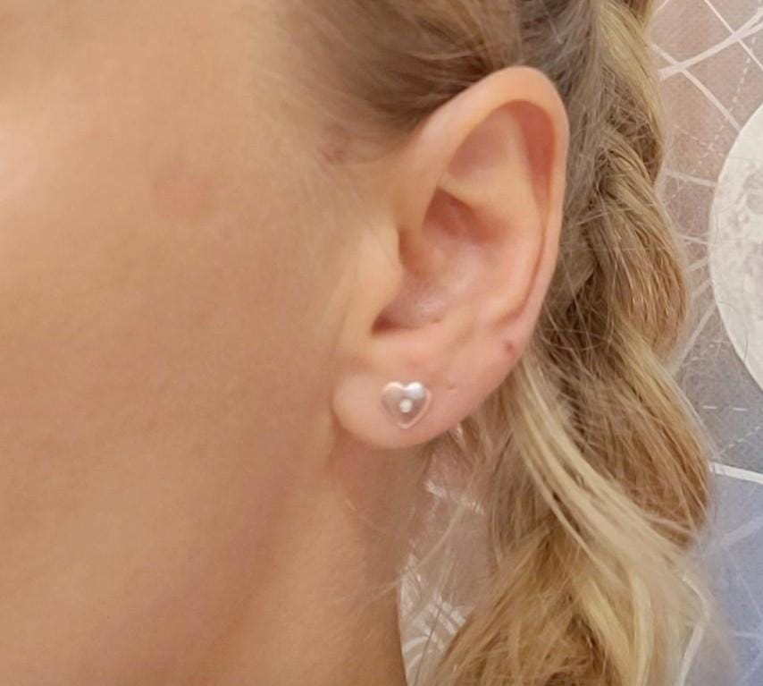Sterling silver heart earrings / Cute gift for her
