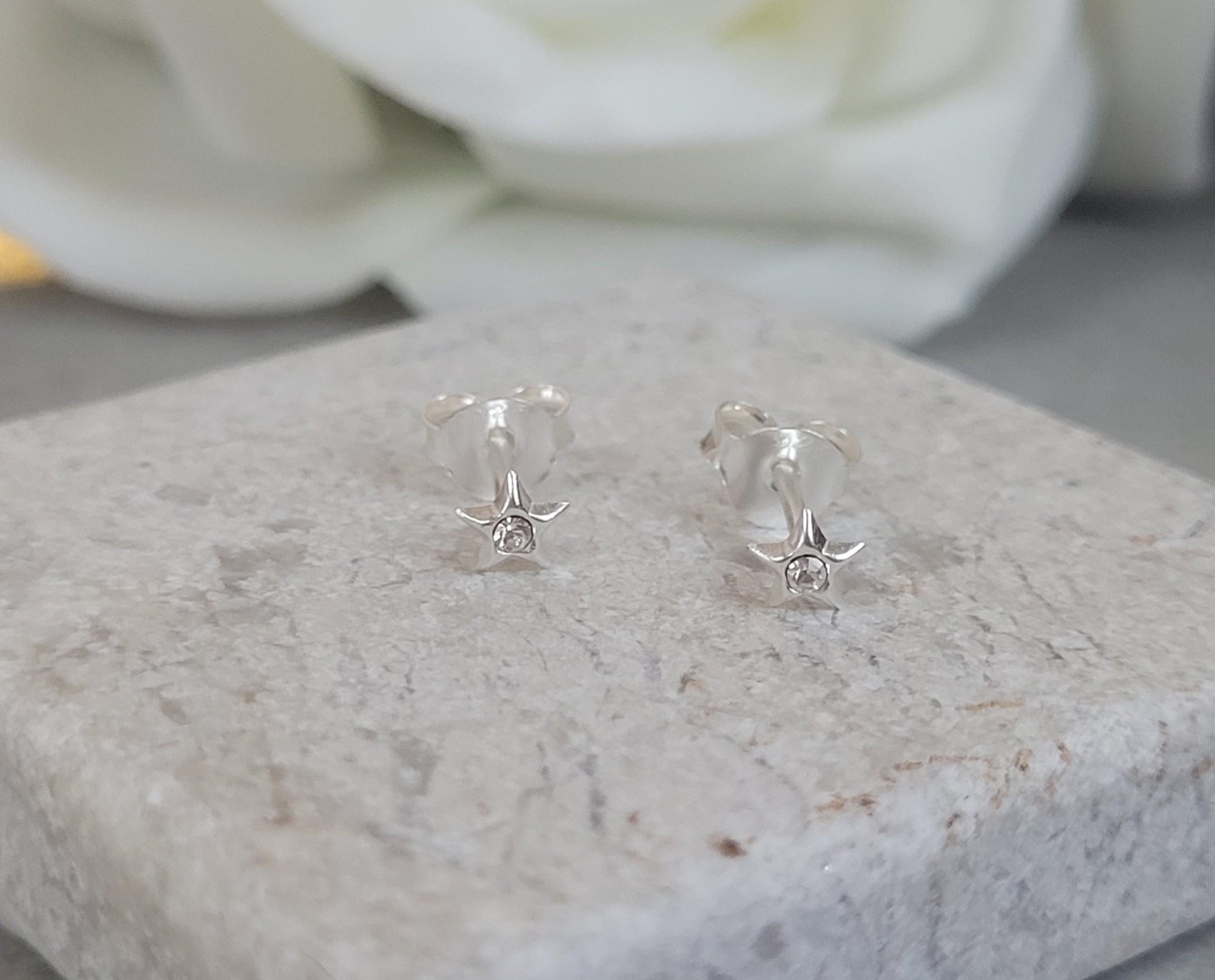 Sterling silver star stud / Gift for her