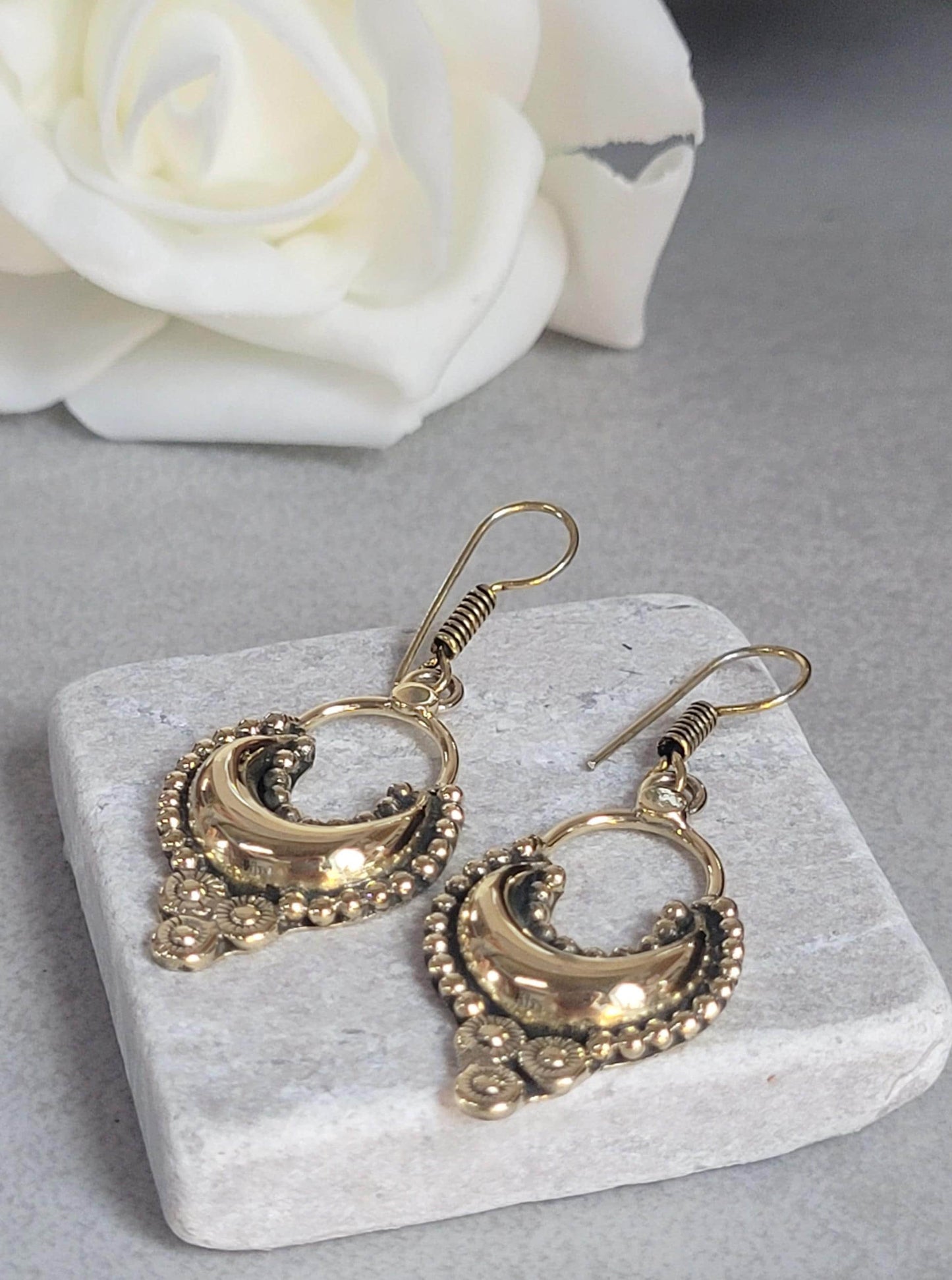 Bohemian earrings/ Brass jewelery/ Gift for her / Hypoallergenic earrings