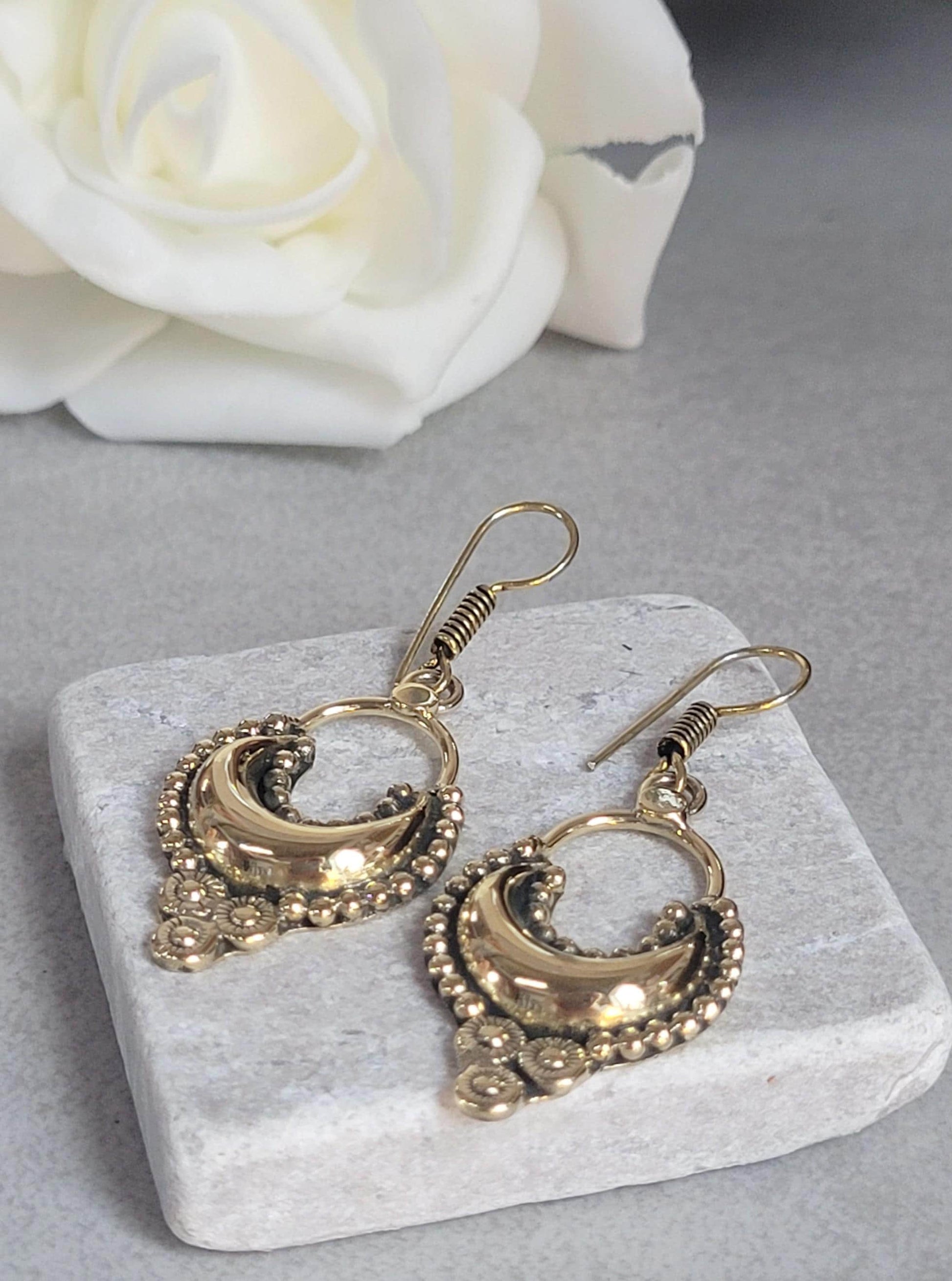 Bohemian earrings/ Brass jewelery/ Gift for her / Hypoallergenic earrings
