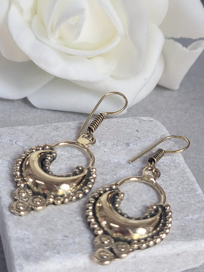 Bohemian earrings/ Brass jewelery/ Gift for her / Hypoallergenic earrings