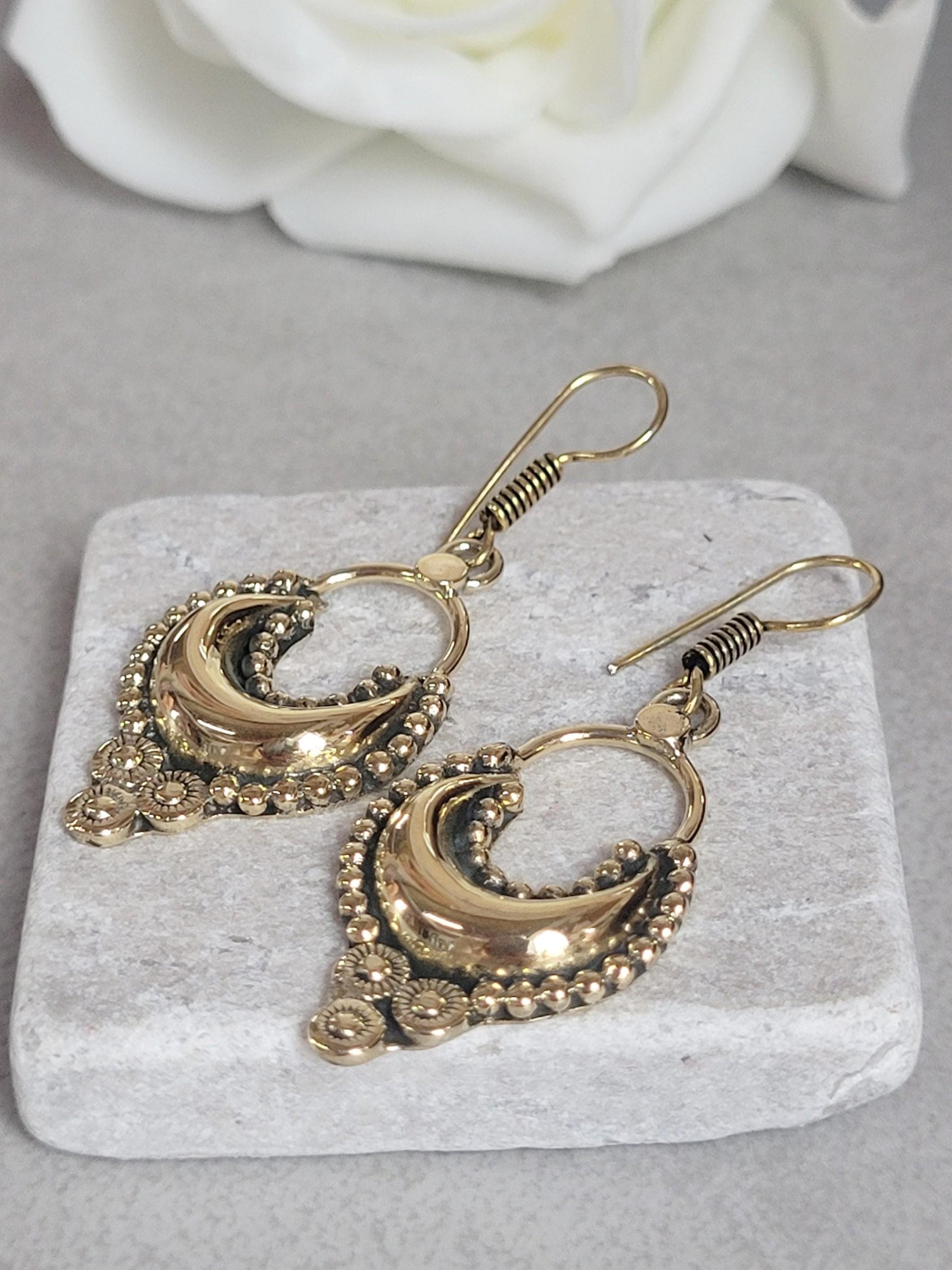 Bohemian earrings/ Brass jewelery/ Gift for her / Hypoallergenic earrings