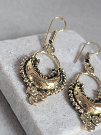 Bohemian earrings/ Brass jewelery/ Gift for her / Hypoallergenic earrings