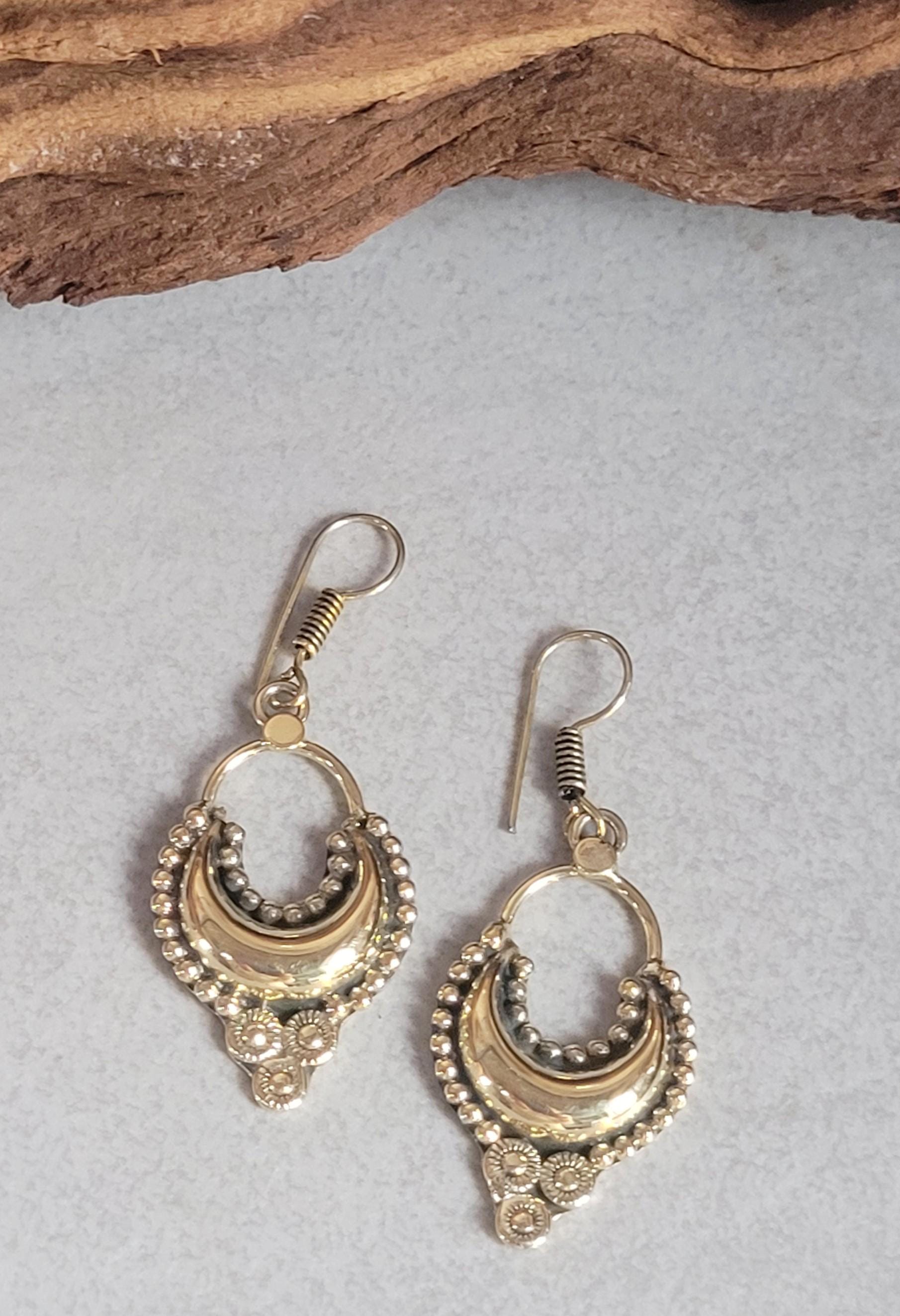 Bohemian earrings/ Brass jewelery/ Gift for her / Hypoallergenic earrings