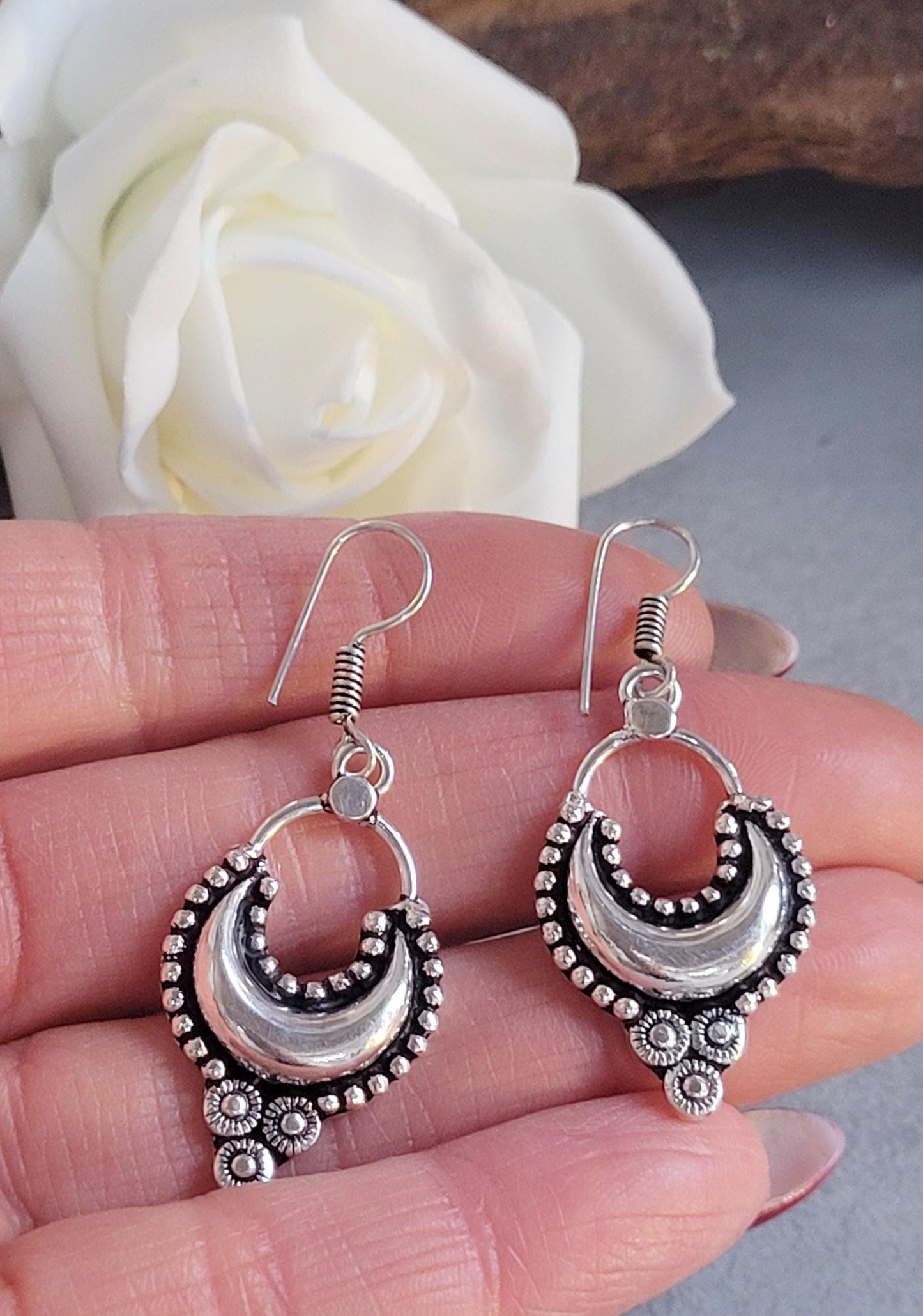 Bohemian earrings/ Silver jewelery/ Gift for her / Hypoallergenic earrings