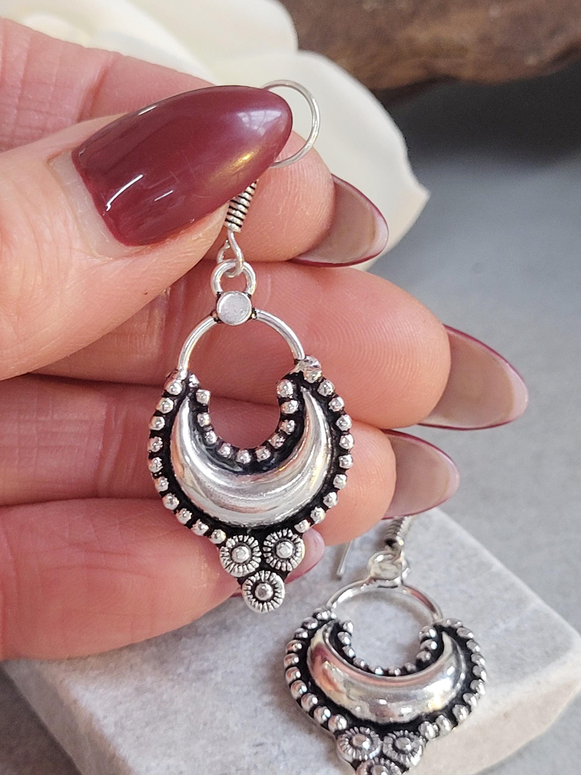 Bohemian earrings/ Silver jewelery/ Gift for her / Hypoallergenic earrings
