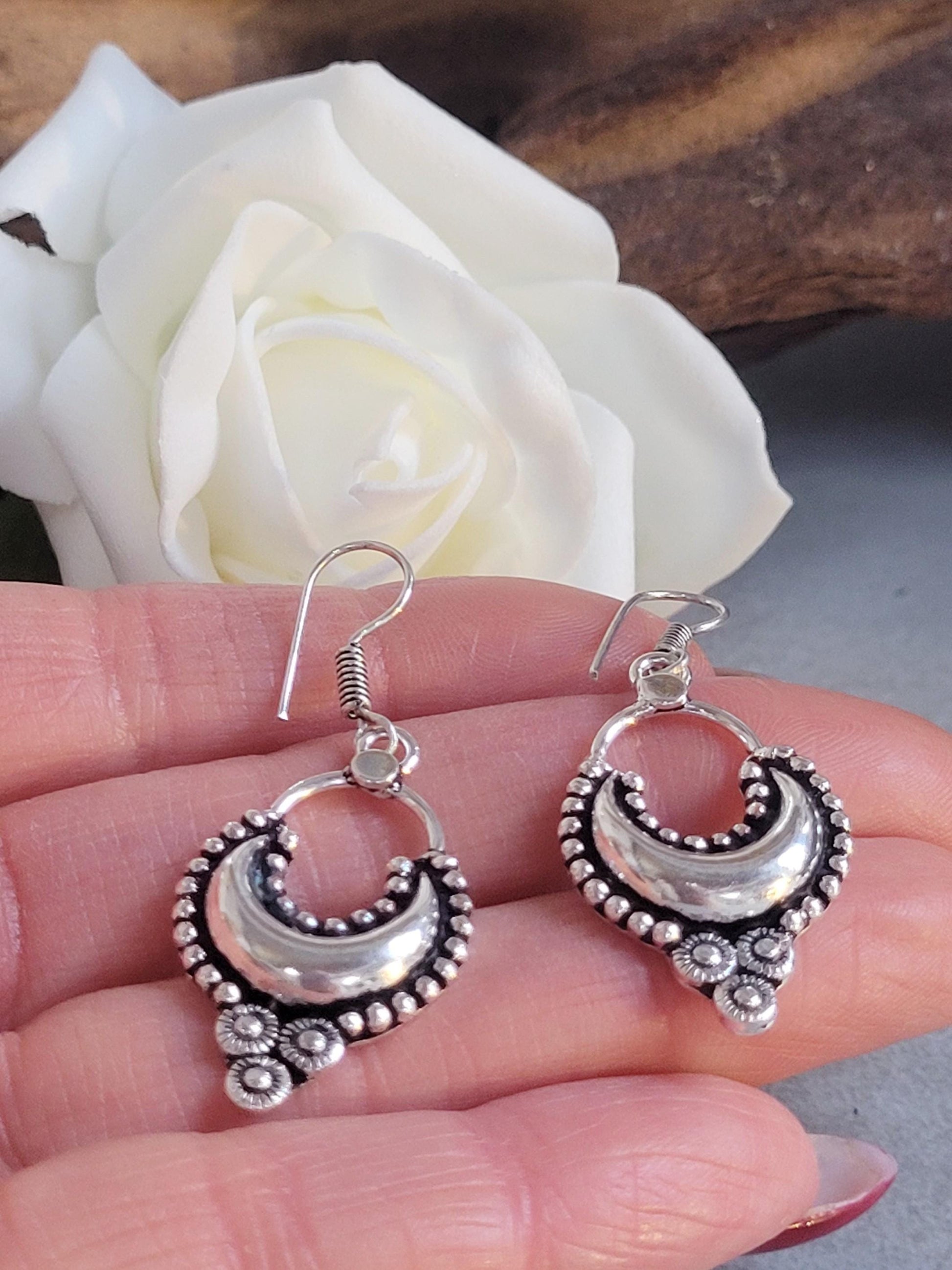Bohemian earrings/ Silver jewelery/ Gift for her / Hypoallergenic earrings