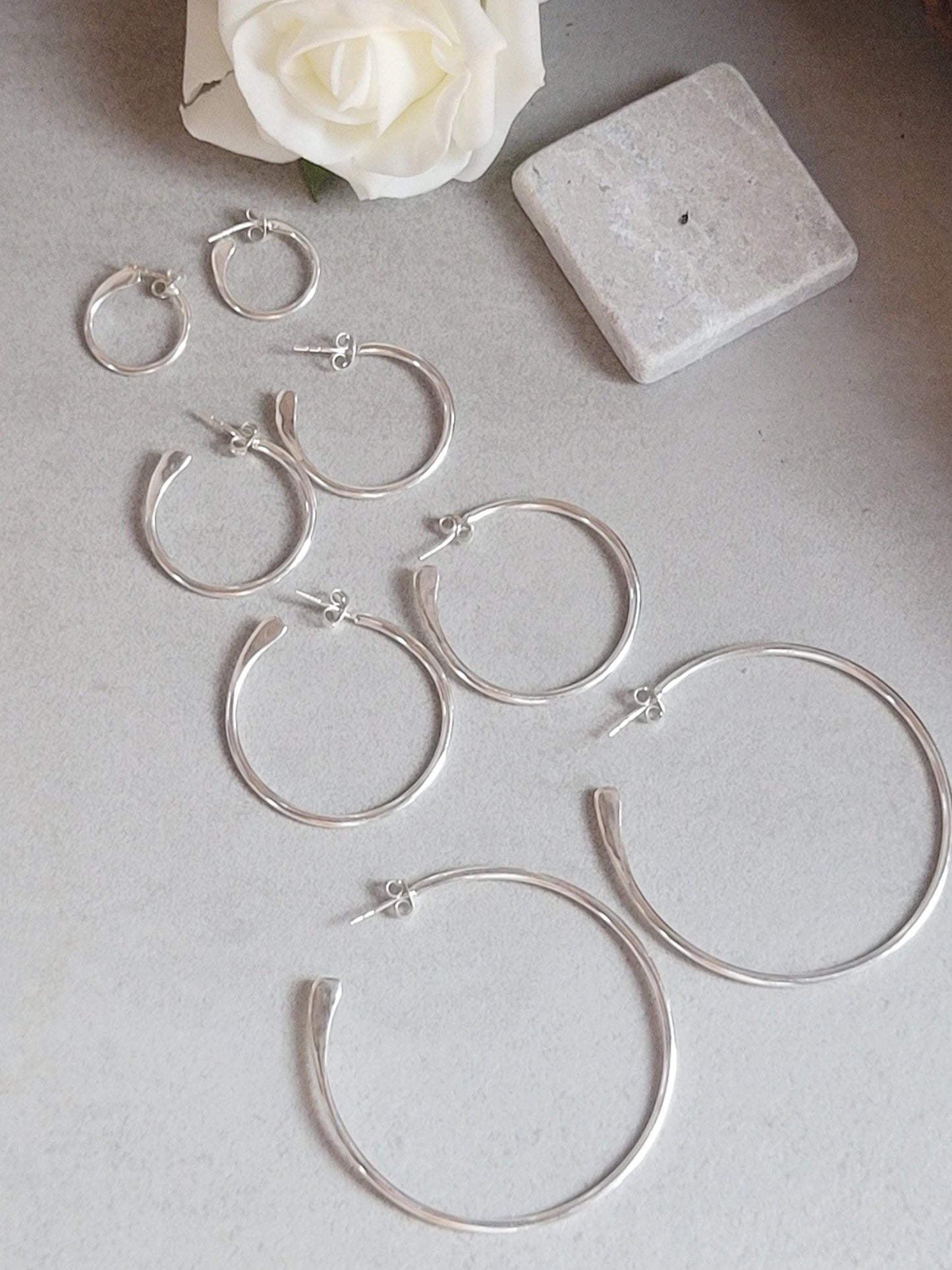 Silver plated hoops / Hypoallergenic nickel free jewelry / Simple hoops
