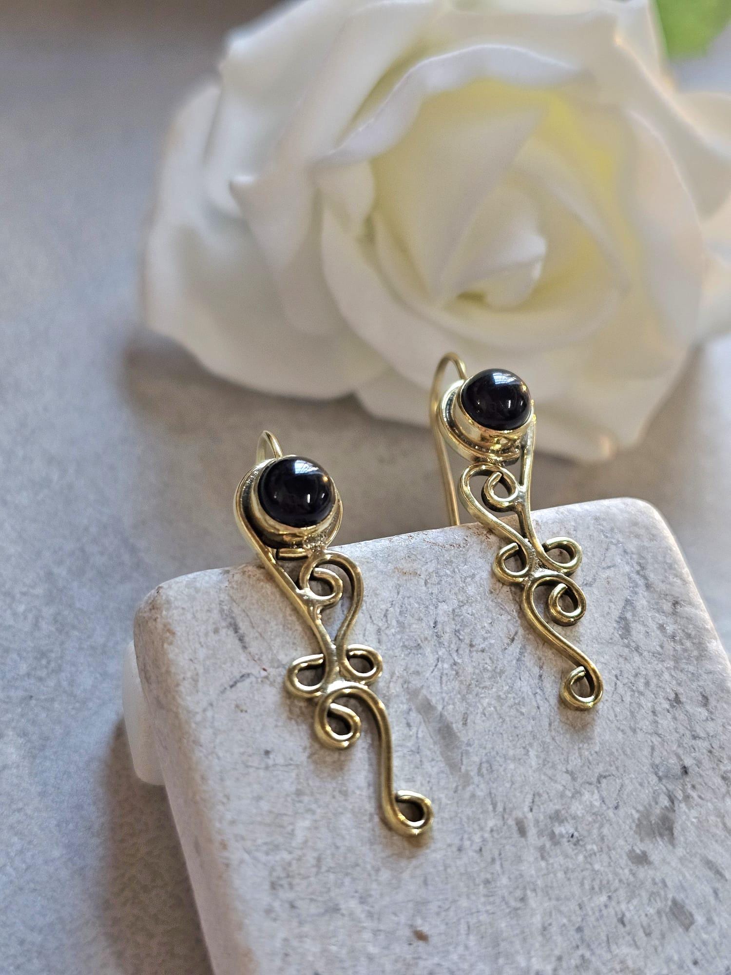 Dainty drop earrings / Bohemian brass earrings / Gift for her