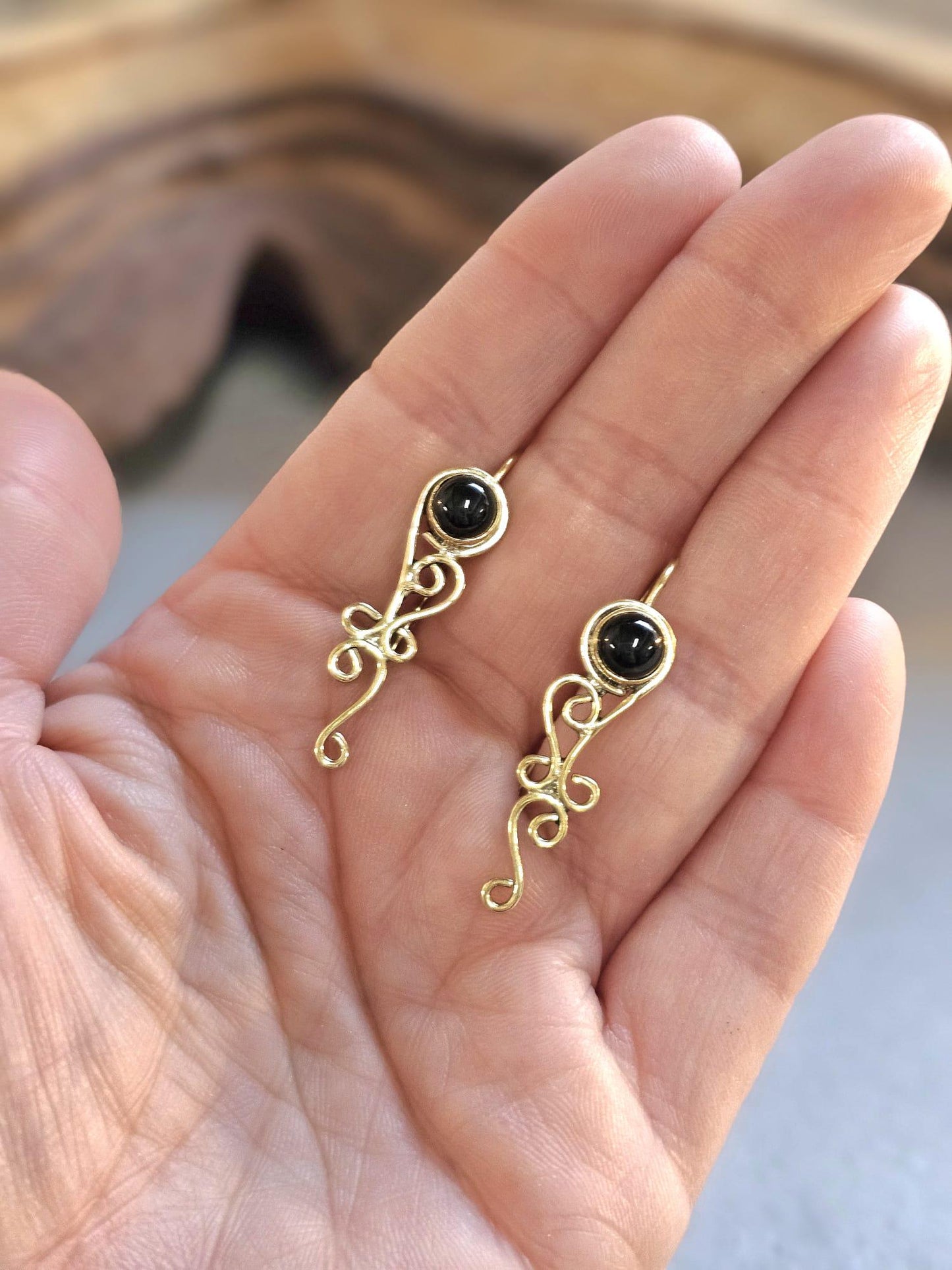 Dainty drop earrings / Bohemian brass earrings / Gift for her