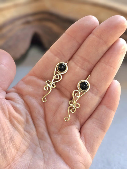 Dainty drop earrings / Bohemian brass earrings / Gift for her